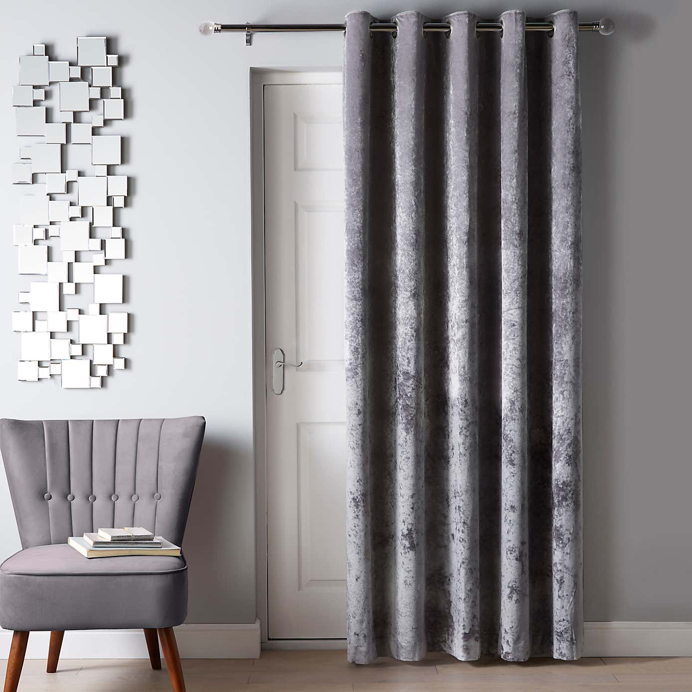 Crushed Velour Eyelet Door Curtain