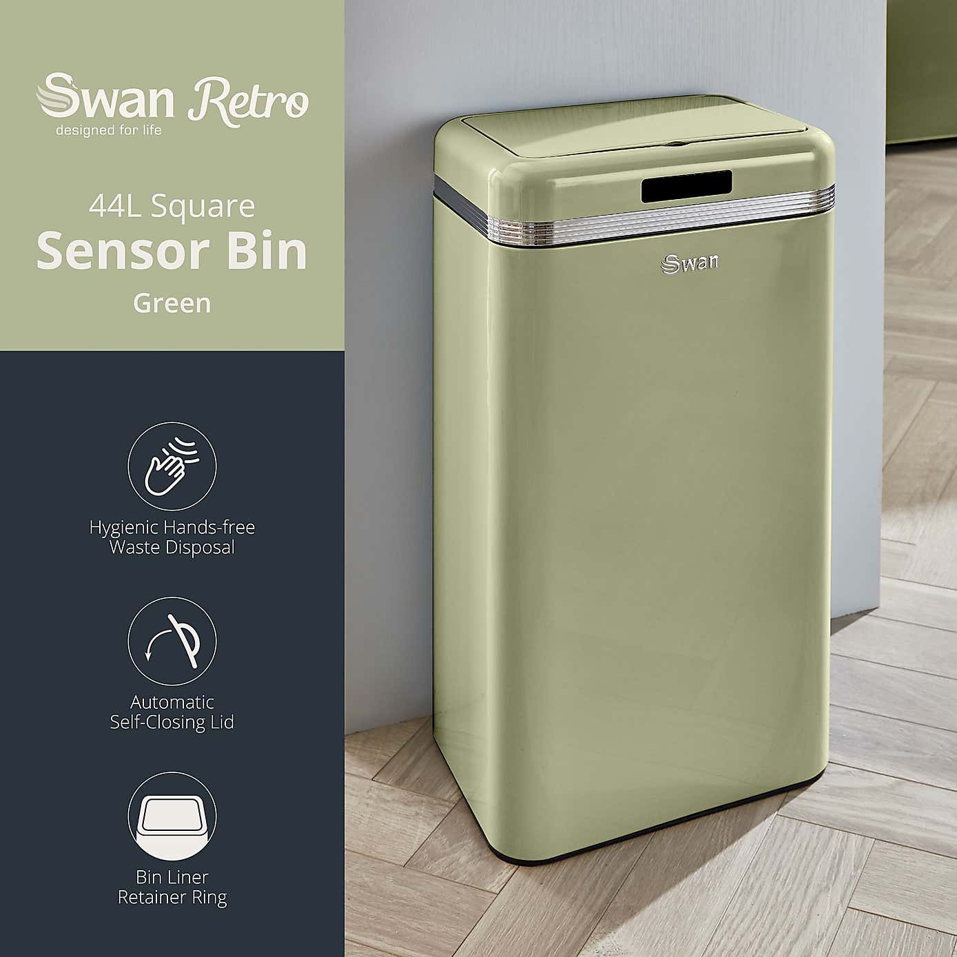 Swan Retro 45 Square Sensor Bin