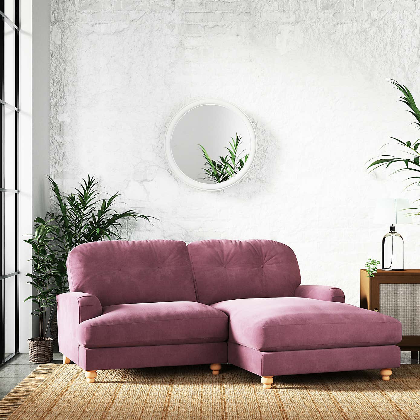 Martha Vintage Chenille Corner Chaise Sofa