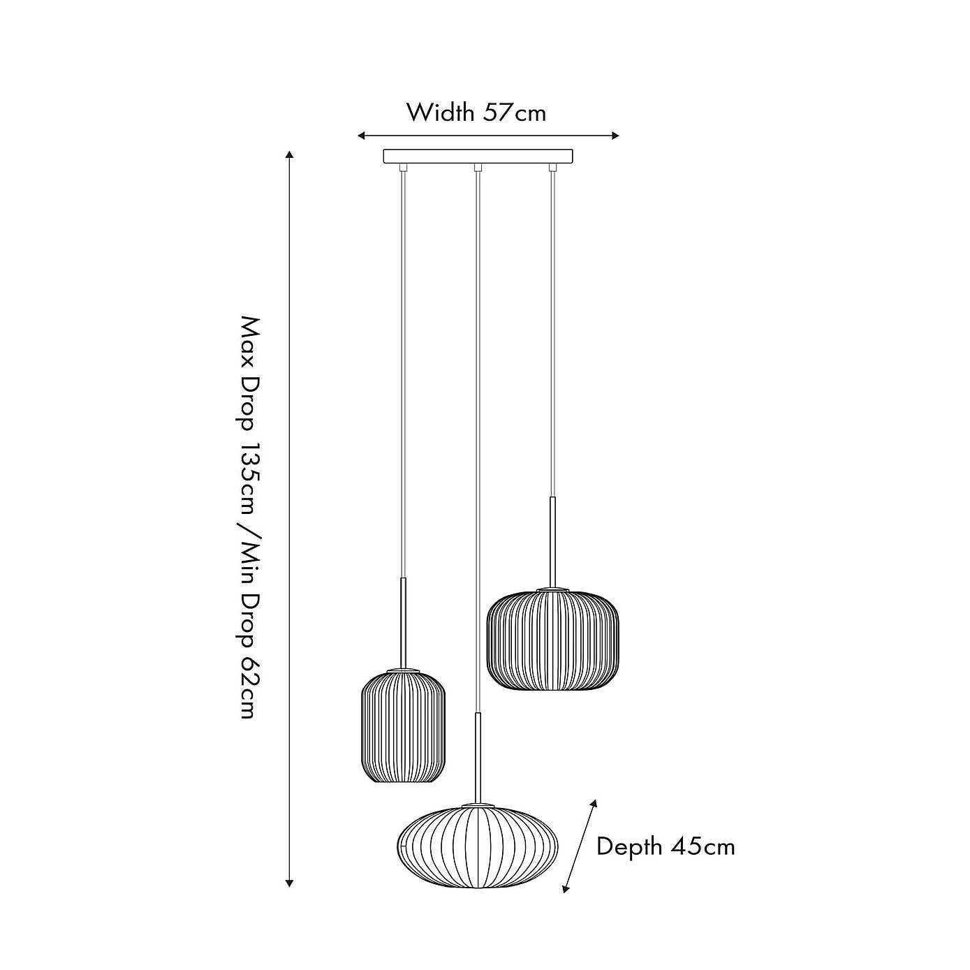 Alexa White Ribbed Glass and Gold Metal Cluster Ceiling Fitting
