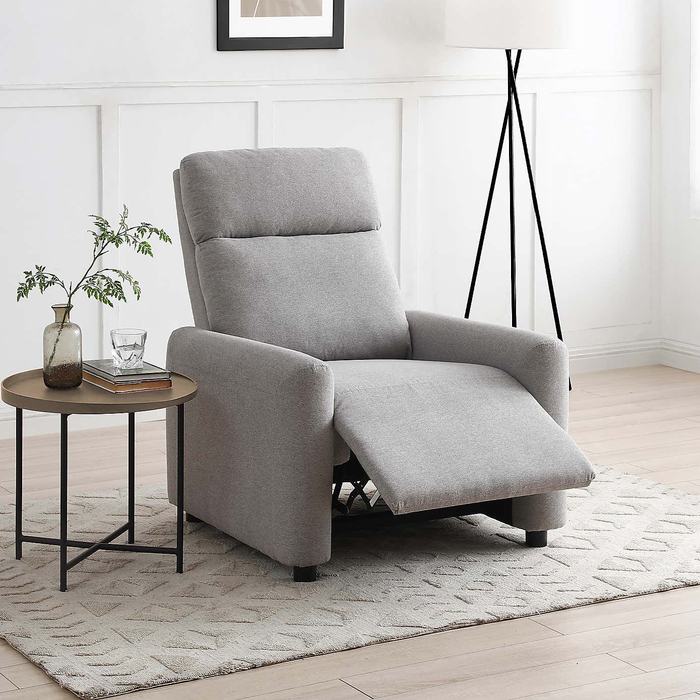 Riley Faux Wool Recliner Chair, Grey
