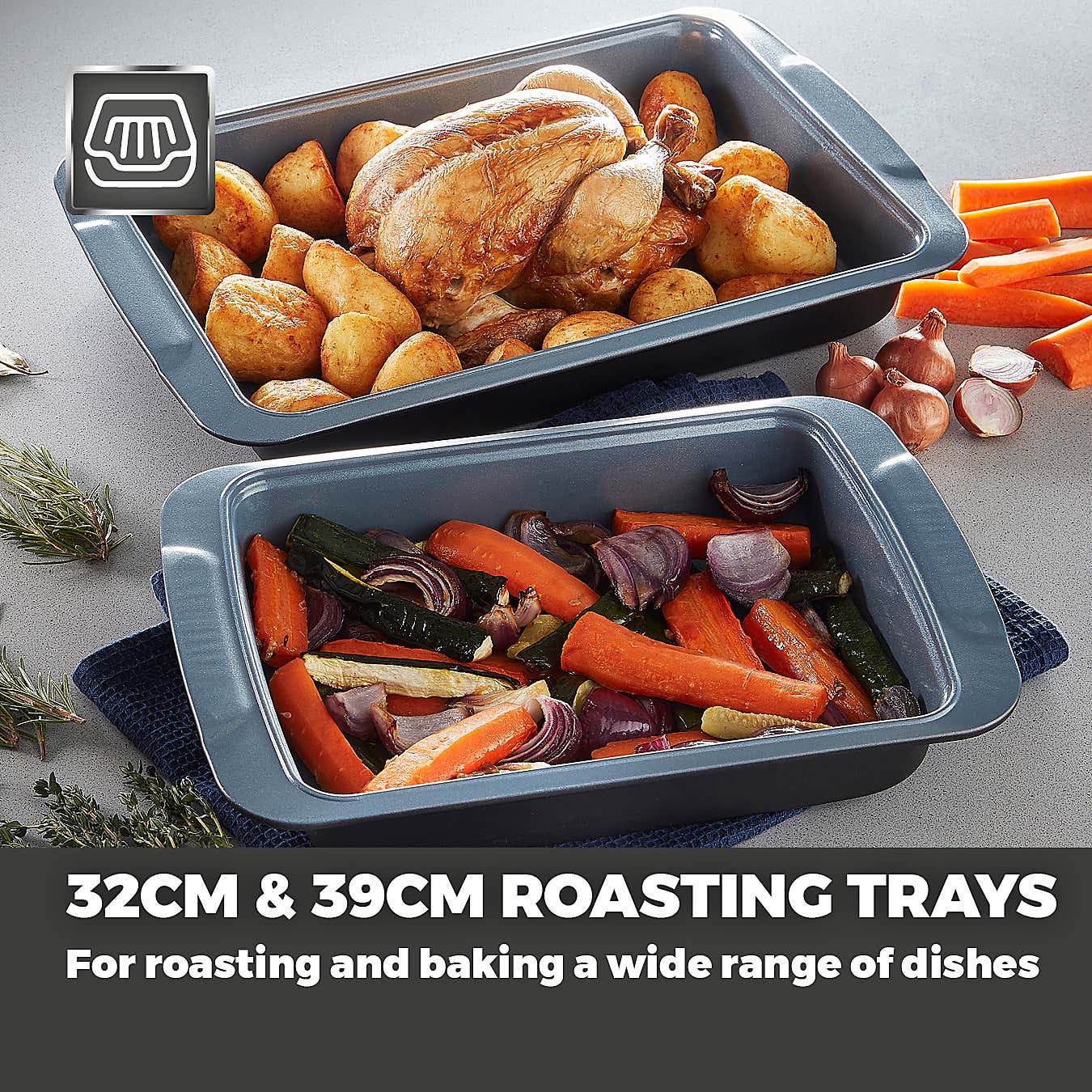 Tower Set of 2 Cerasure Non-Stick Roasting Trays