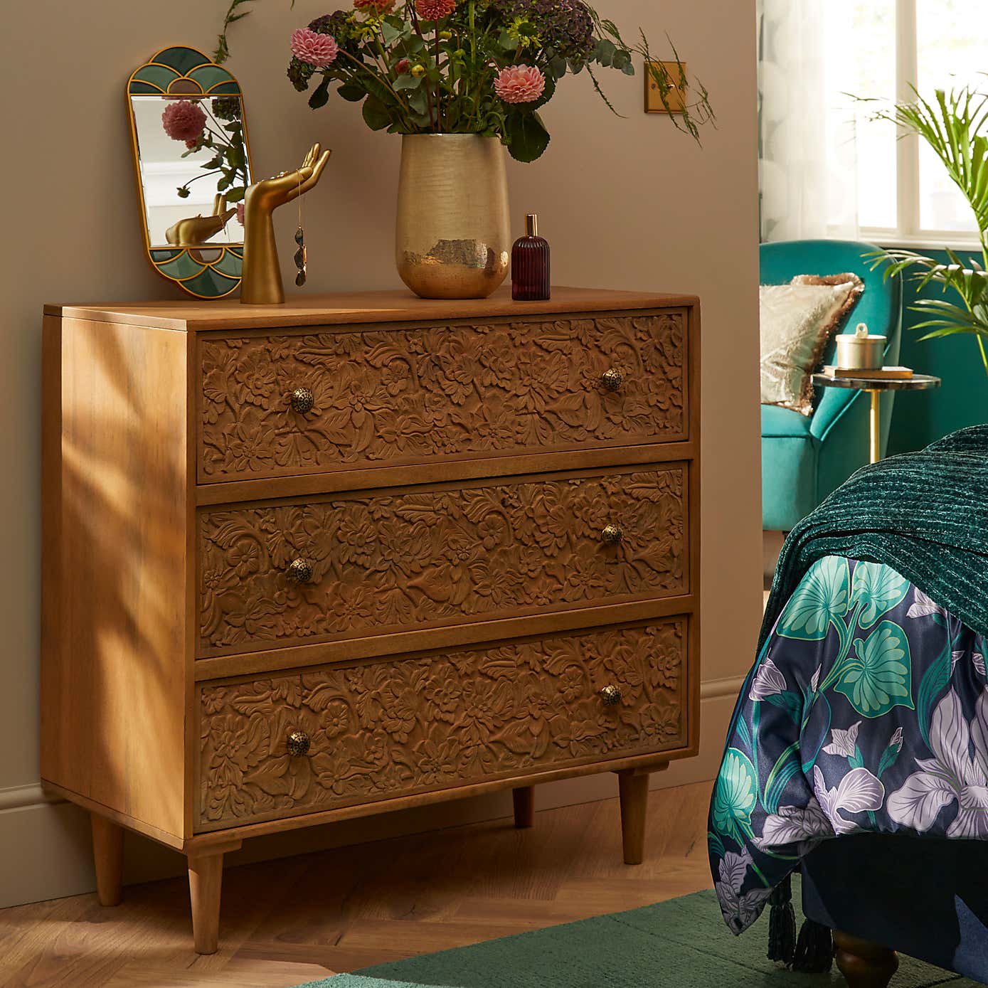 Jules Hand Carved 3 Drawer Chest