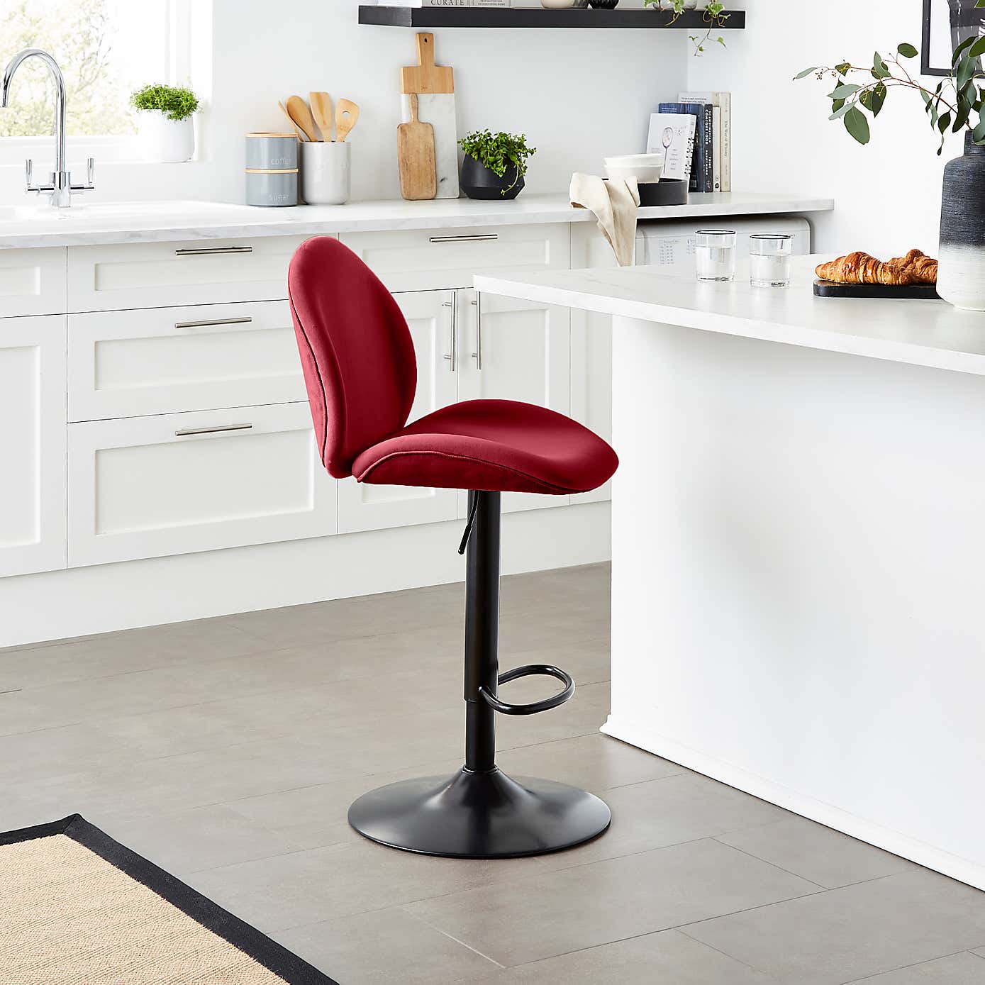 Jayde Adjustable Bar Stool, Velvet
