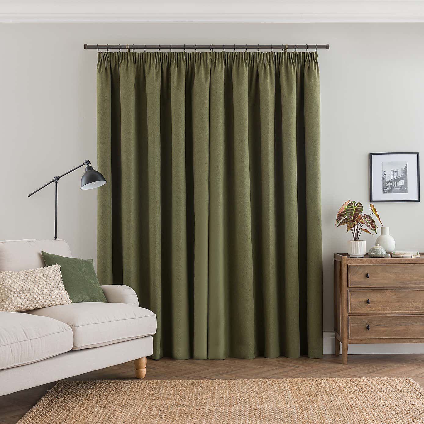 Luna Brushed Blackout Pencil Pleat Curtains