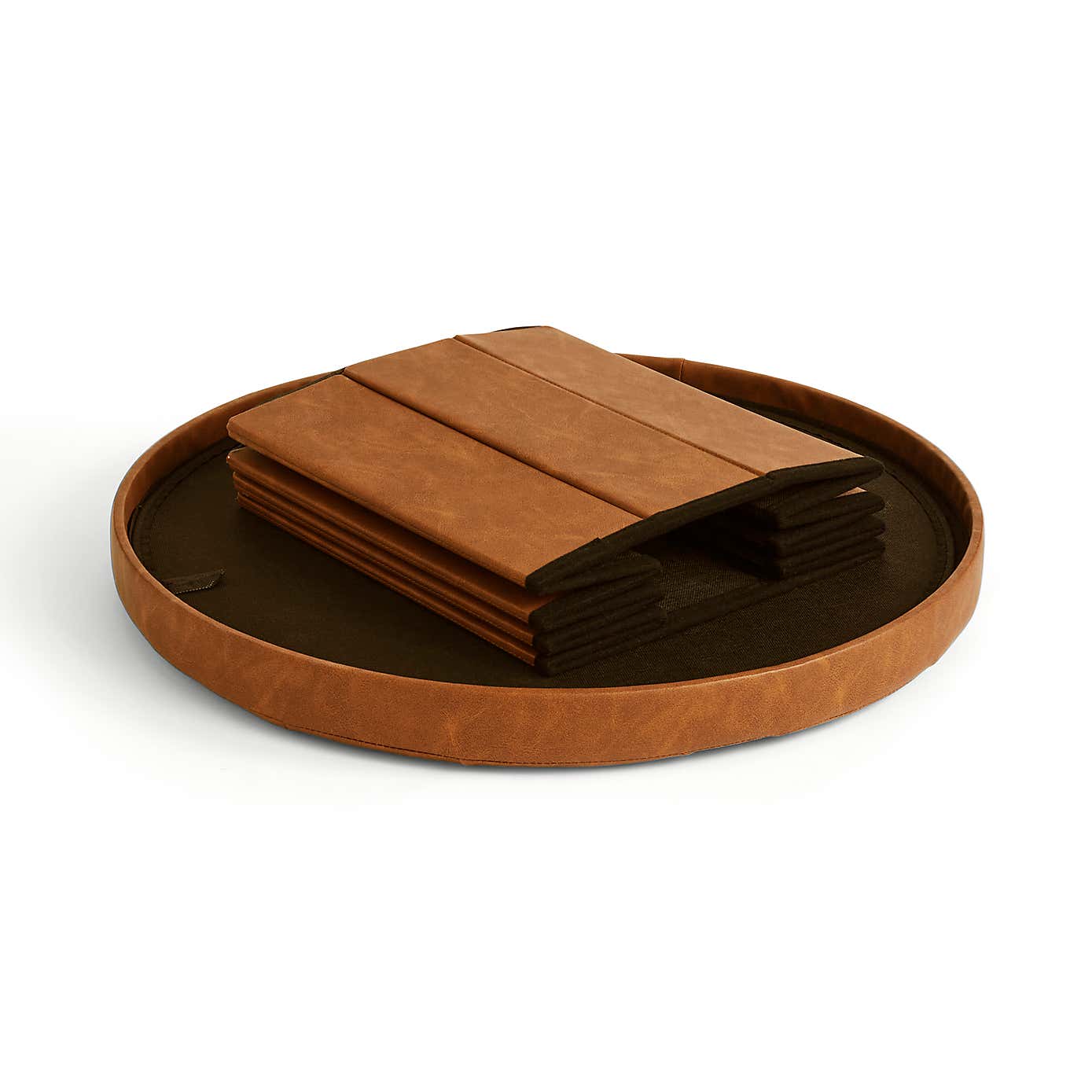 Large Faux Leather Round Ottoman