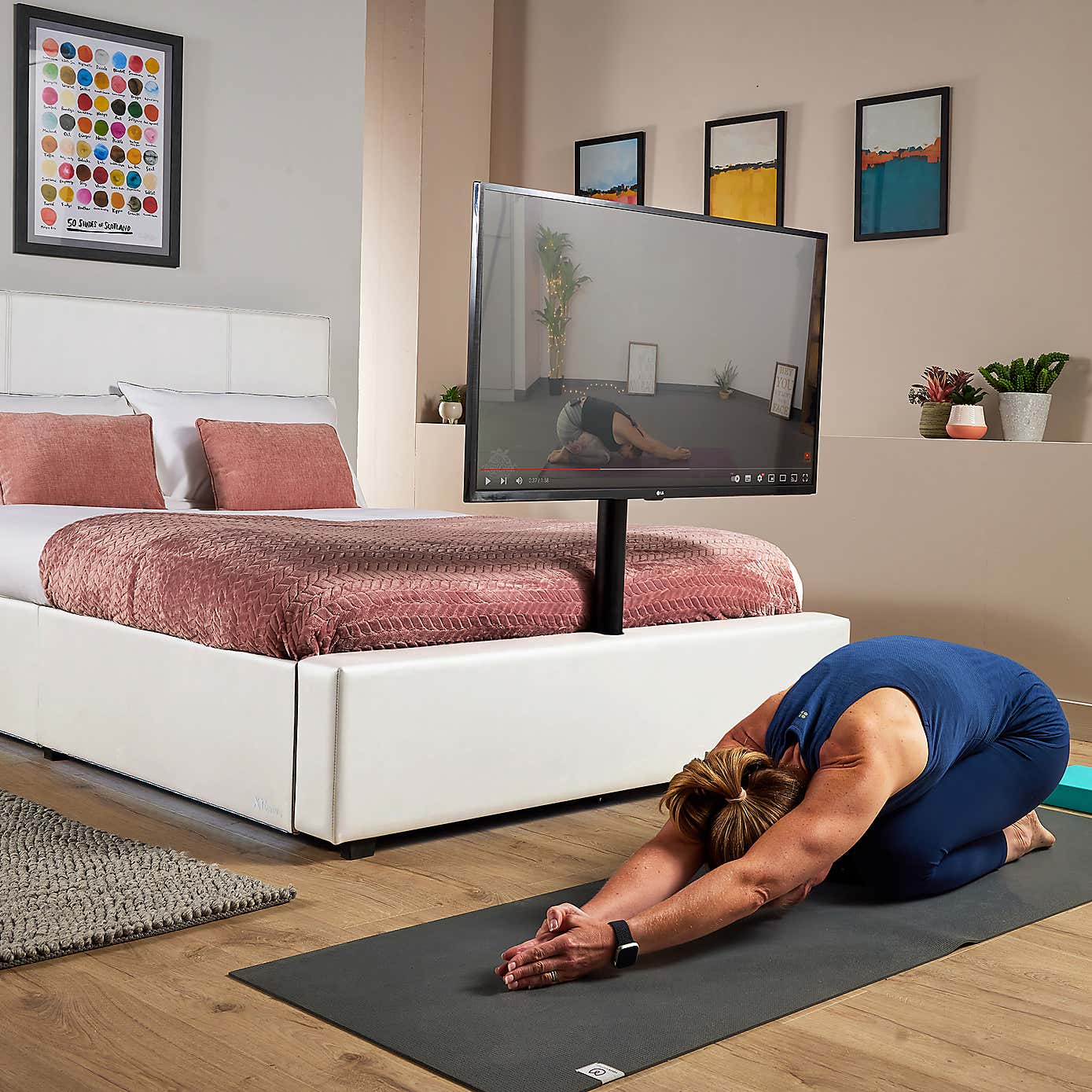 X Rocker Living Ava TV Bed with LED Lights and TV Mount