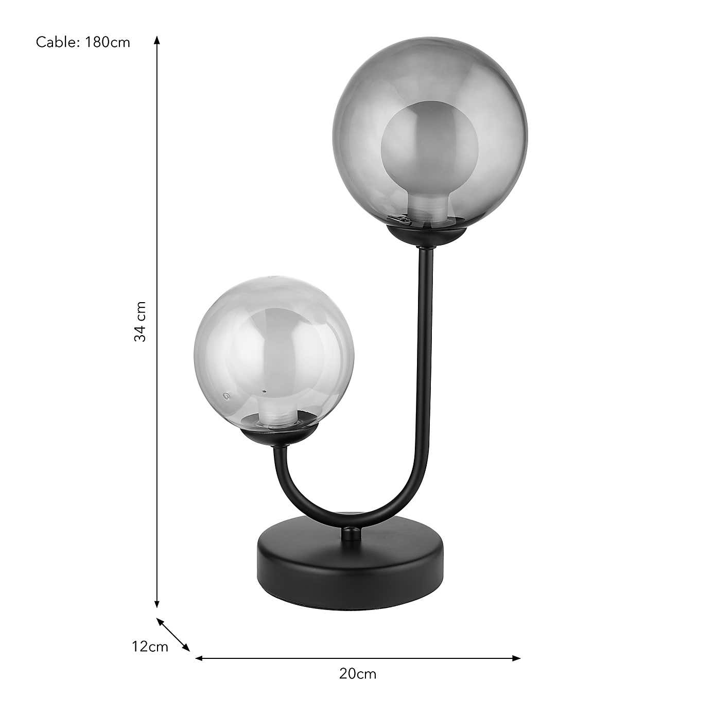 Eliza 2 Light Glass Table Lamp