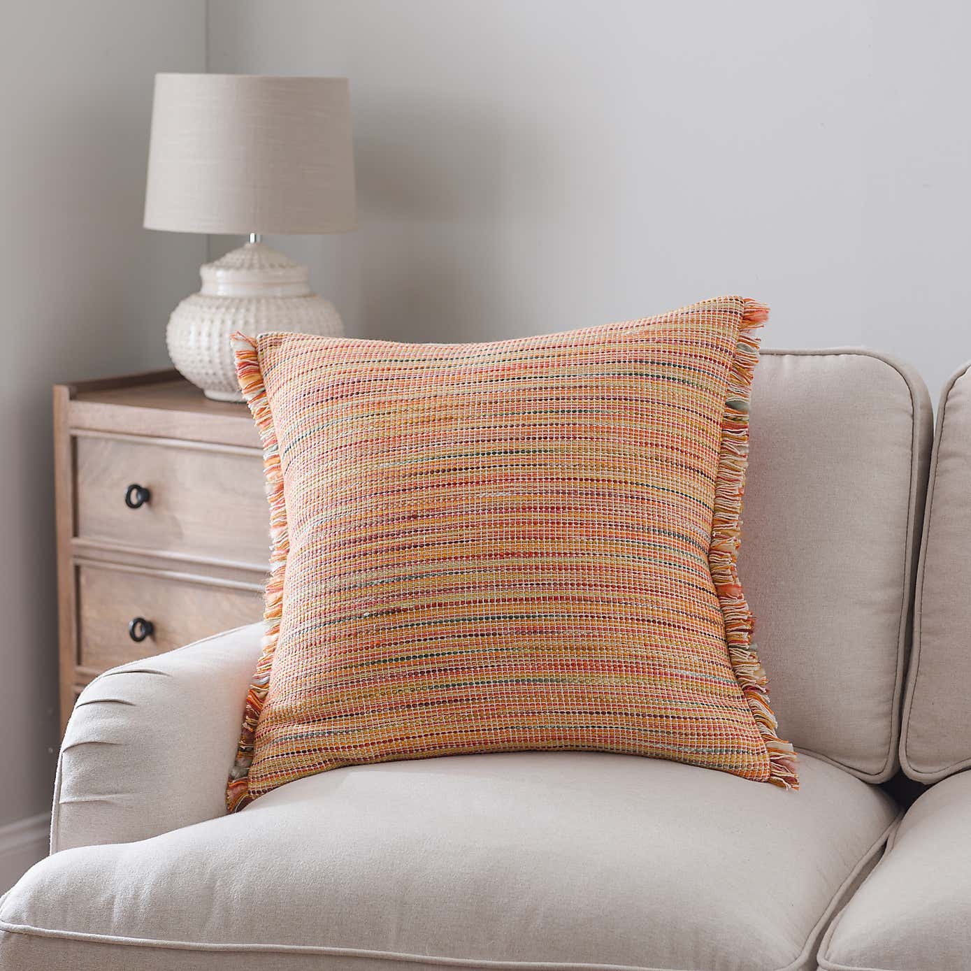 Ava Flat Weave Cotton Square Cushion