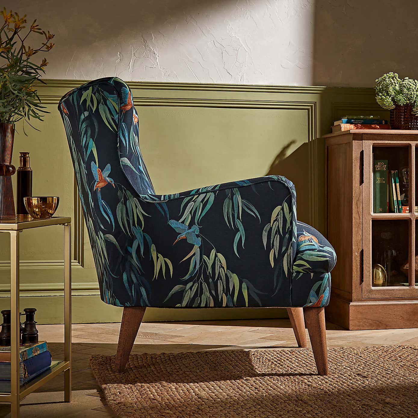 Marlow Kingfisher Print Occasional Armchair
