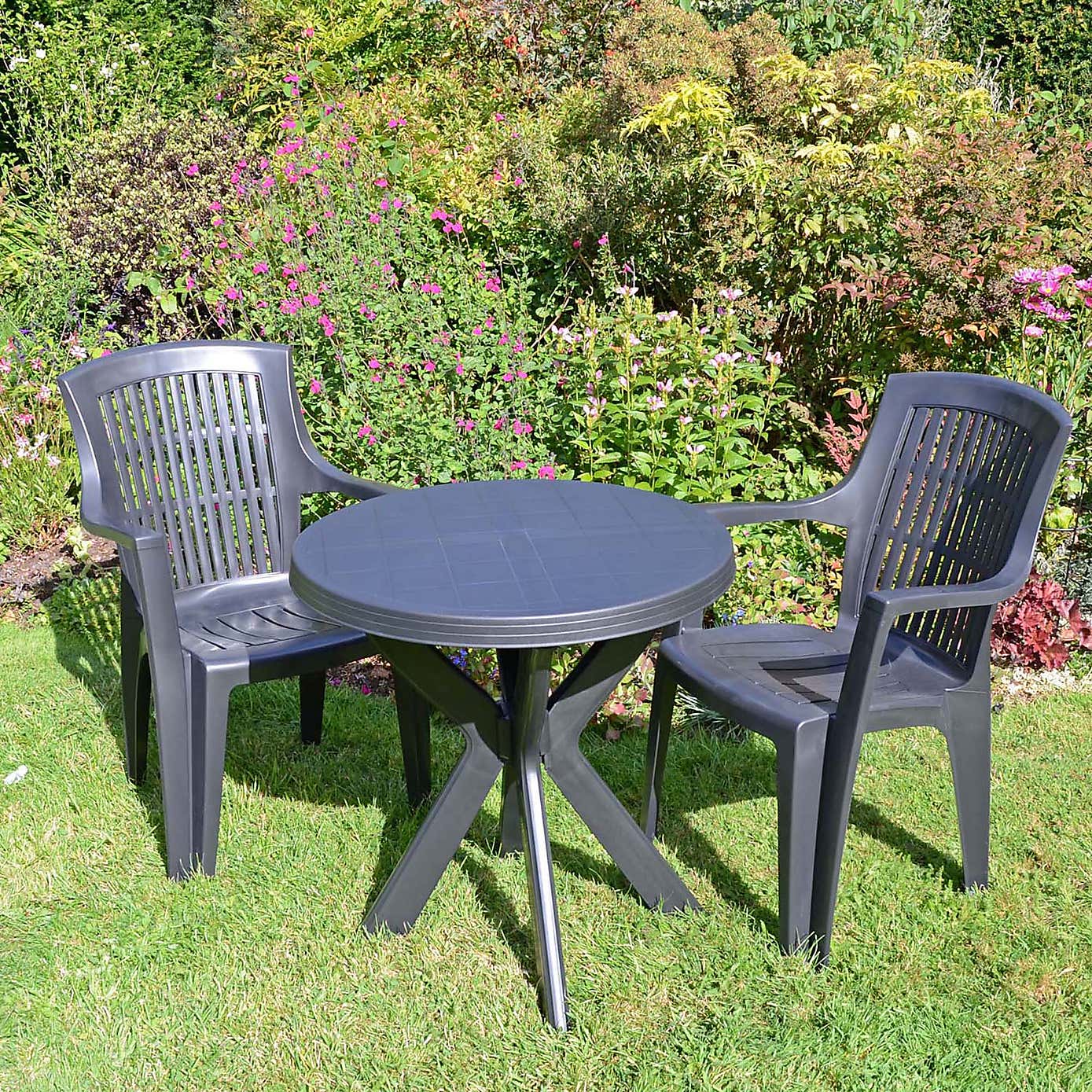 Tivoli Dark Grey Table with 2 Parma Chairs