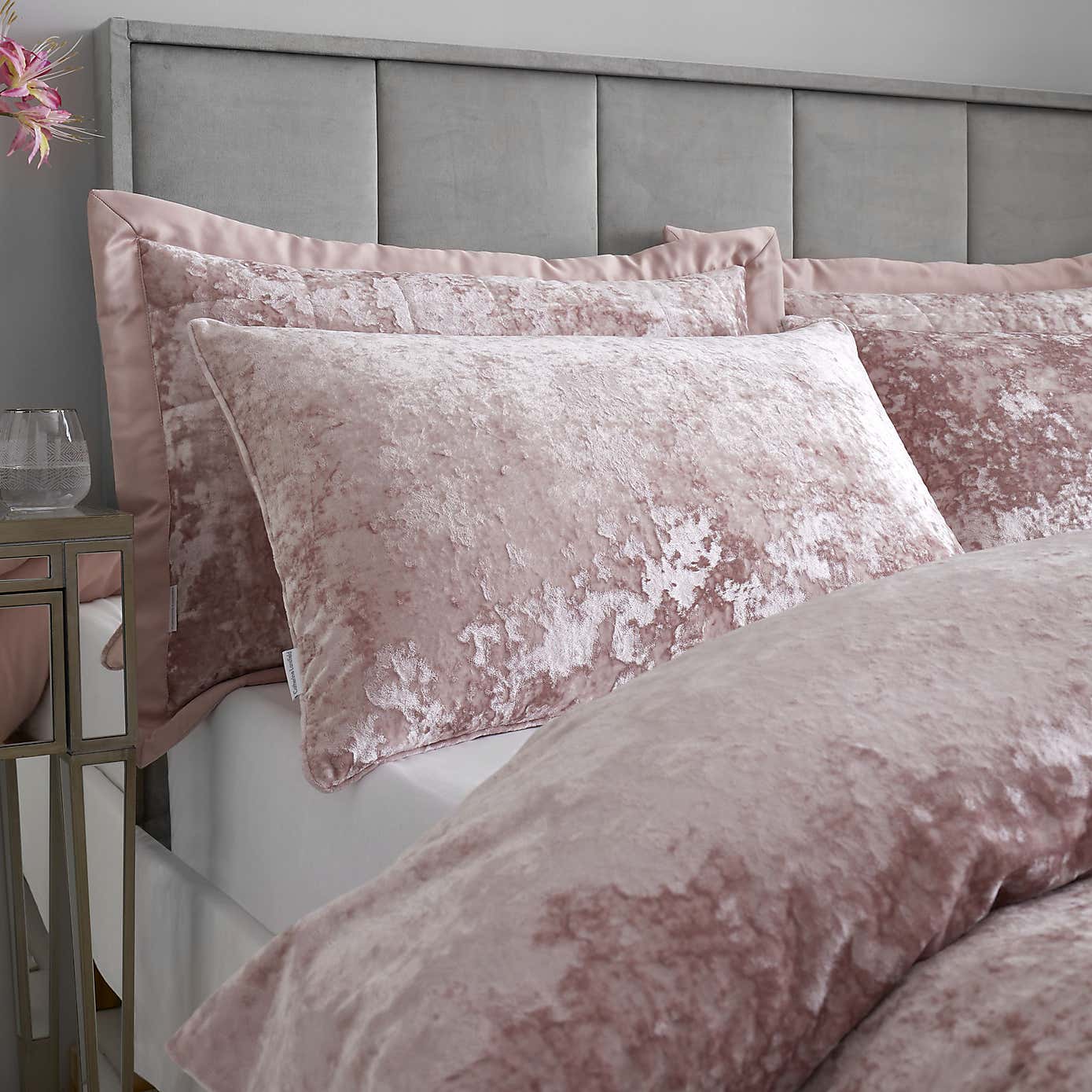 Catherine Lansfield Crushed Velvet Duvet Cover and Pillowcase Set