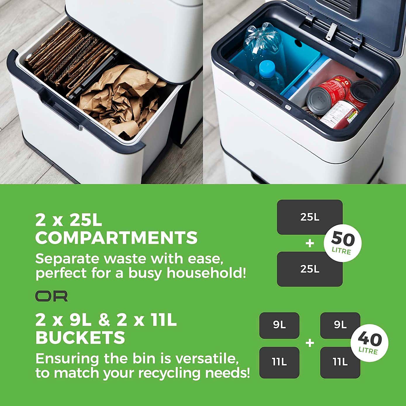 Tower 50L Ozone Recycling Sensor Bin