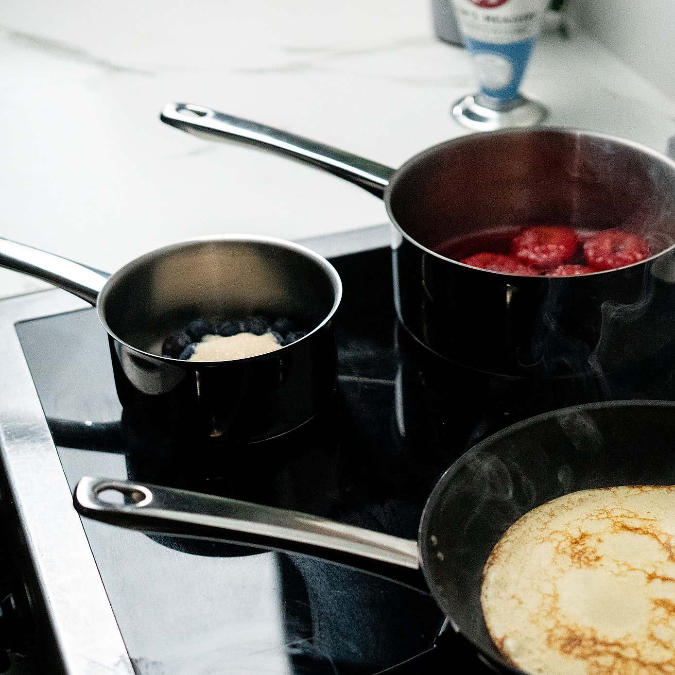 Tala Performance Superior Stainless Steel 3 Piece Saucepan Set with Steamer