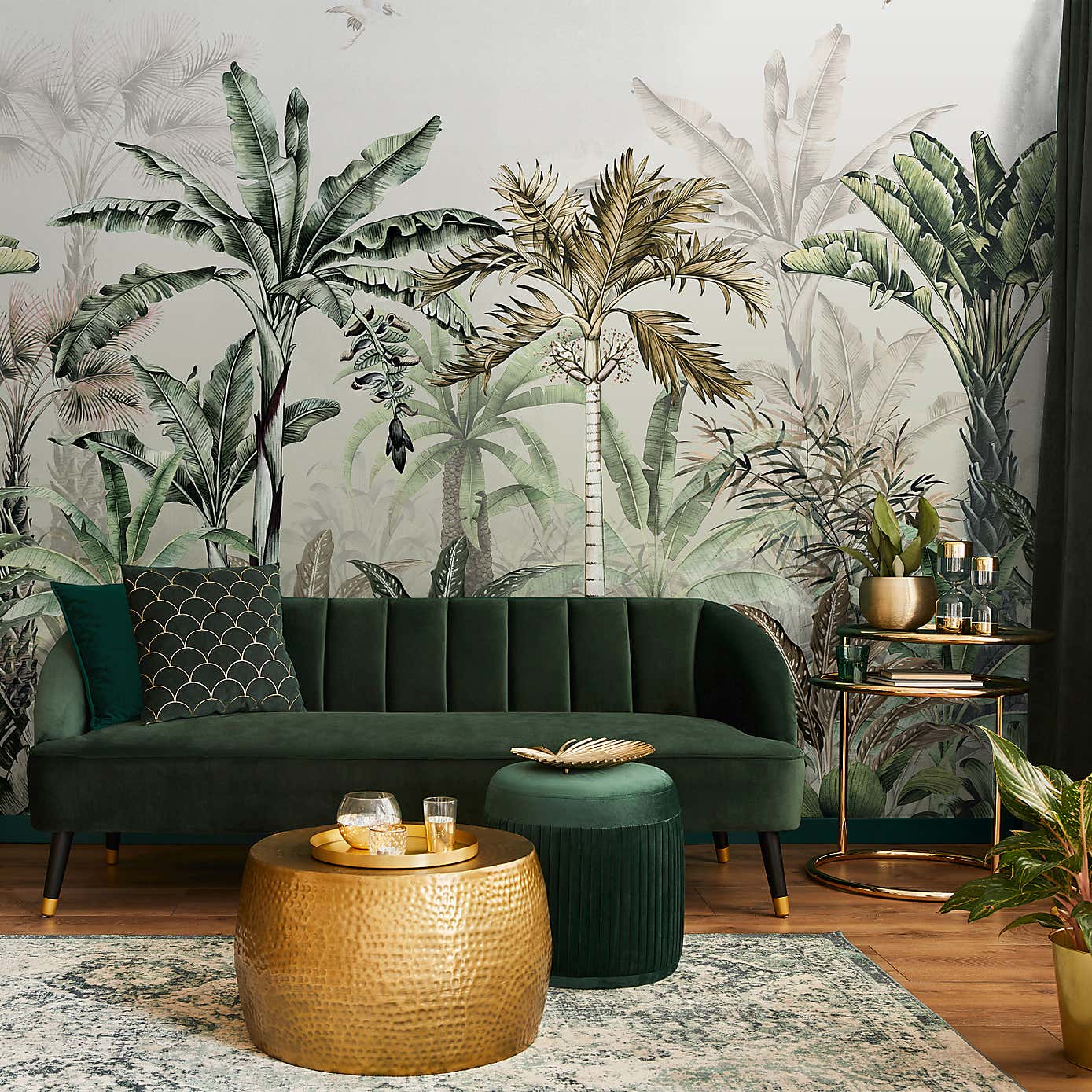 Tropical Oasis Sage Green Mural