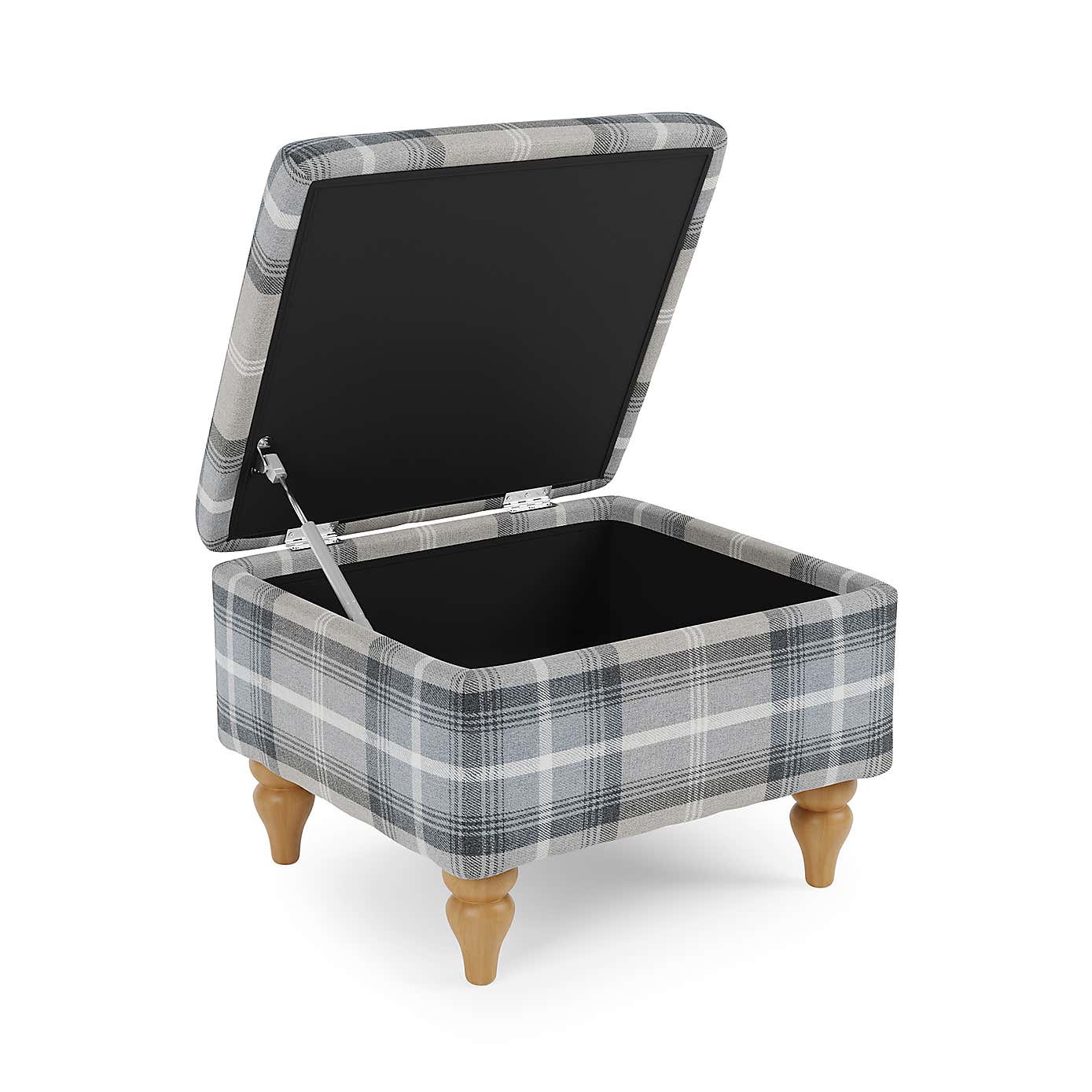 Oswald Check Storage Footstool Tapered Leg