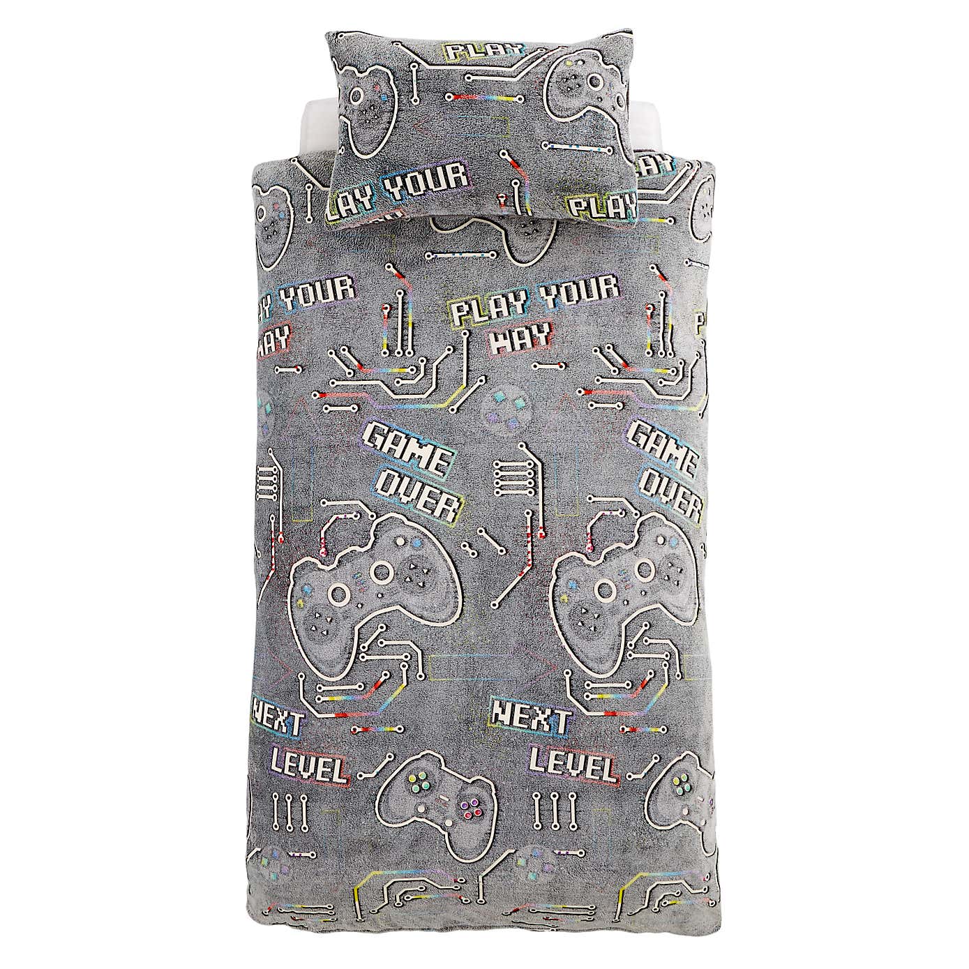 Catherine Lansfield Game Over Fleece Duvet Cover and Pillowcase Set