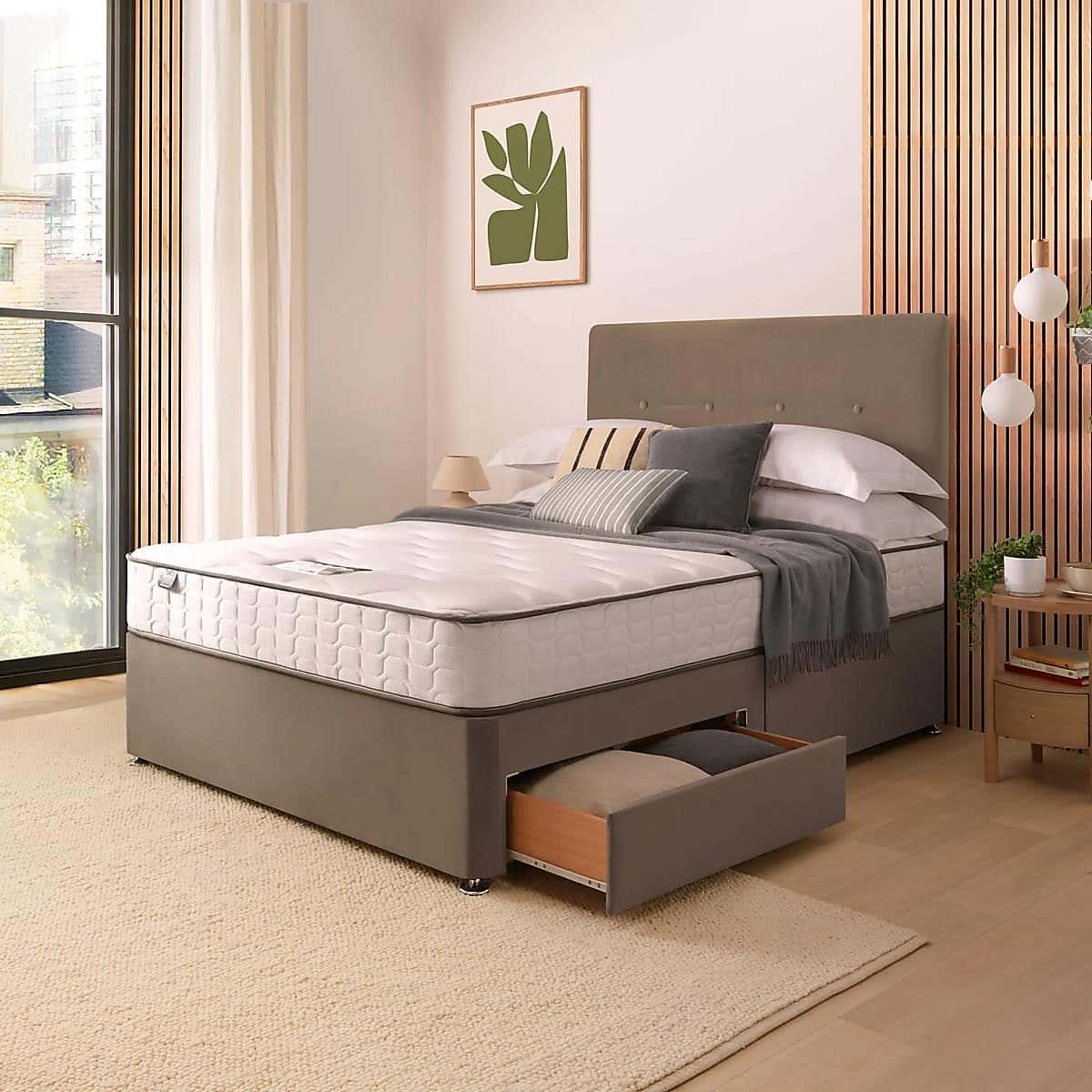 Silentnight 2 Drawer Divan Bed With Velvet Francisco Headboard