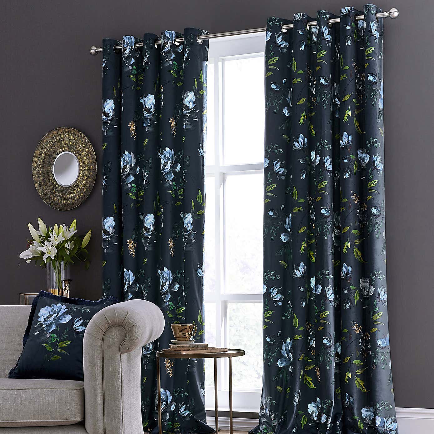Charm Floral Eyelet Curtains