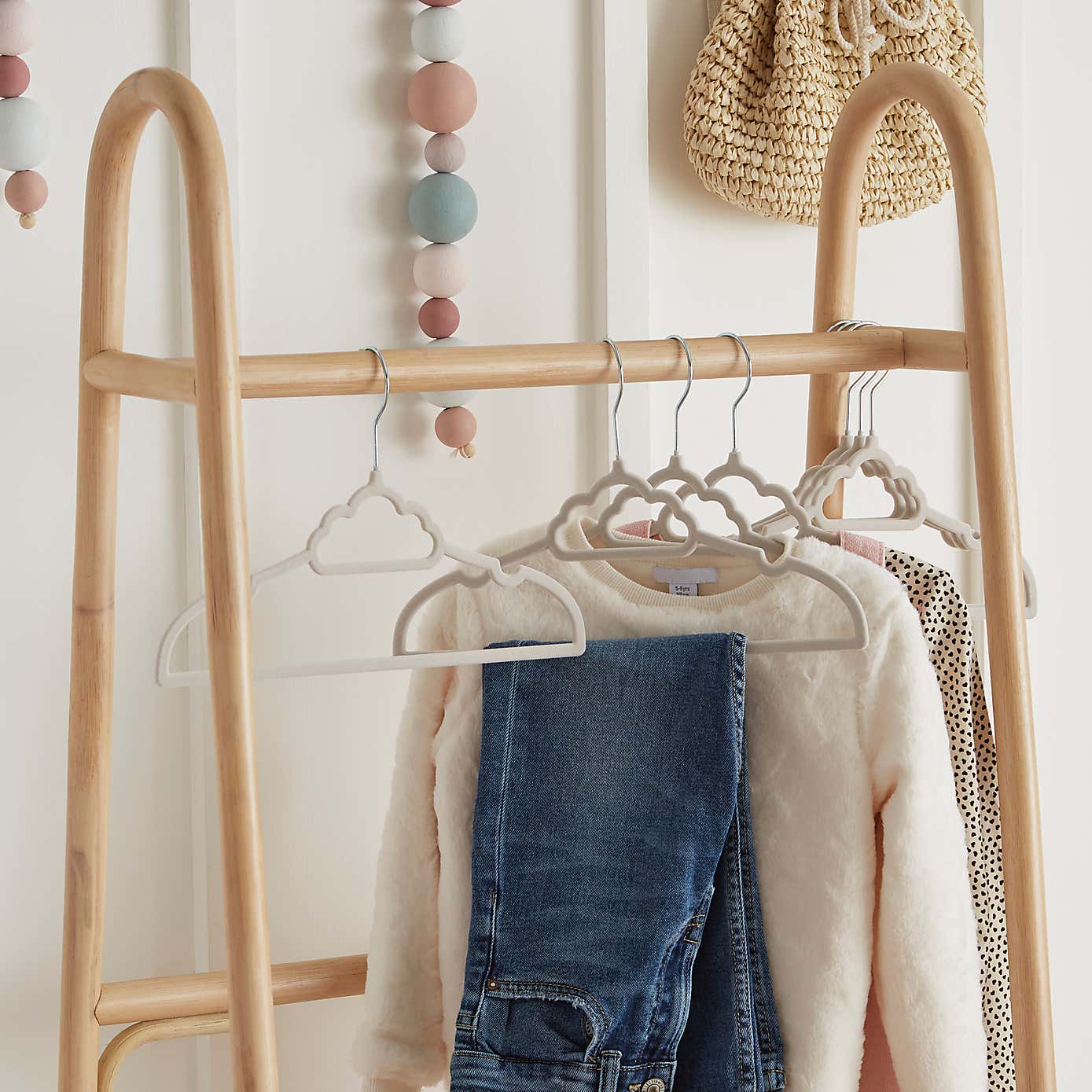 Set Of 25 Flocked Kids Cloud Shaped Hangers