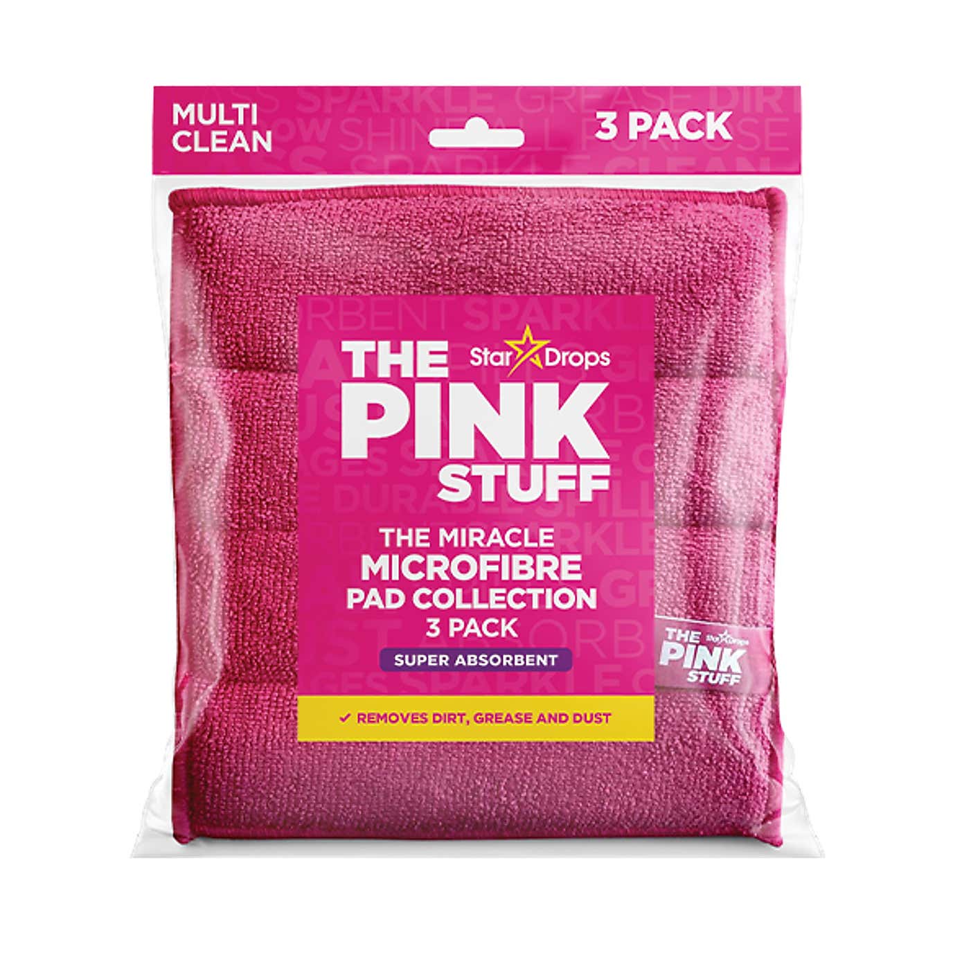 The Pink Stuff Pack of 3 Microfibre Pads