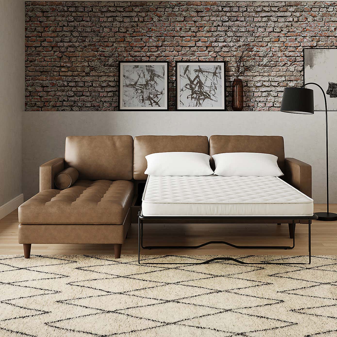 Zoe Faux Leather 3 Seater Corner Double Sofa Bed