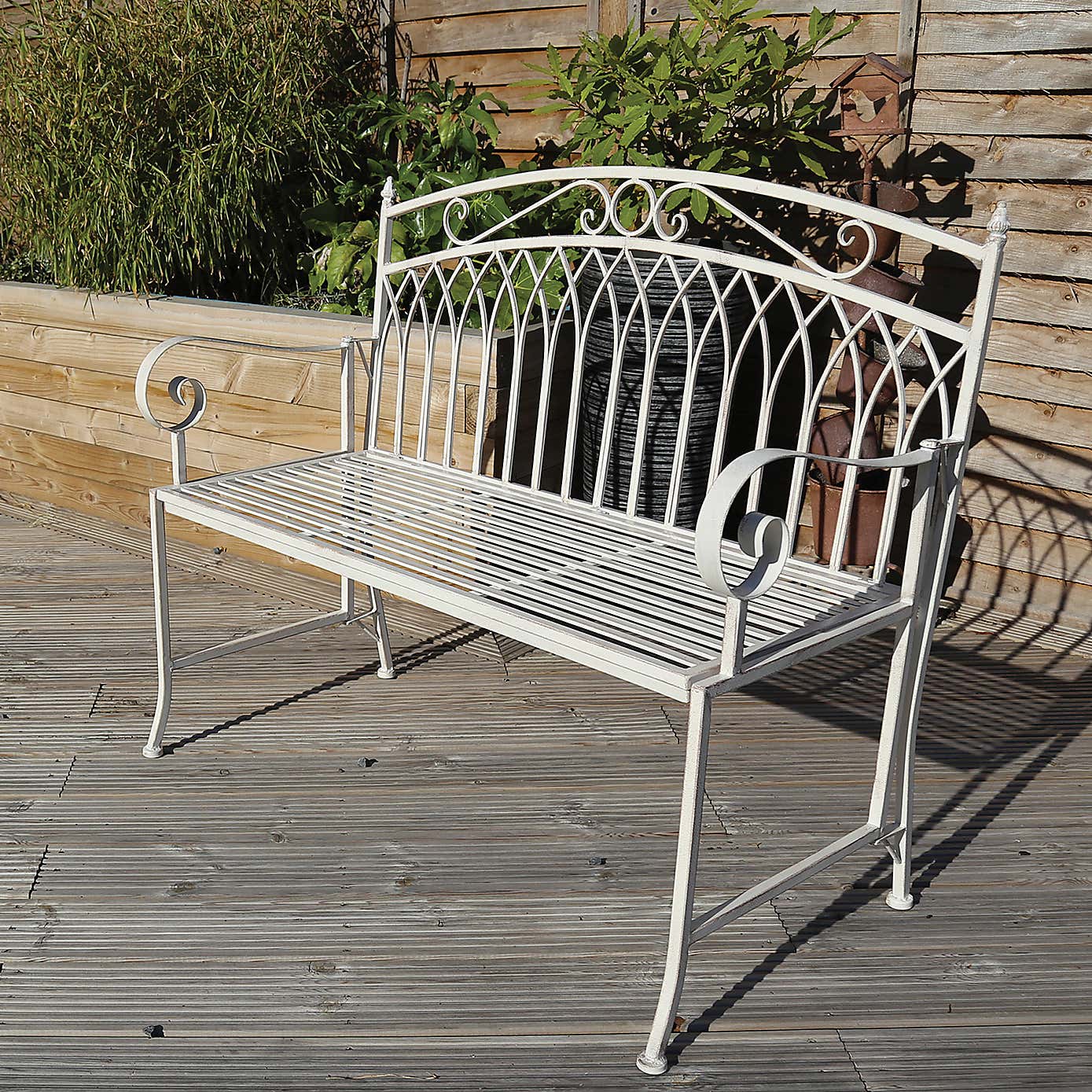 Charles Bentley Wrought Iron White Bench