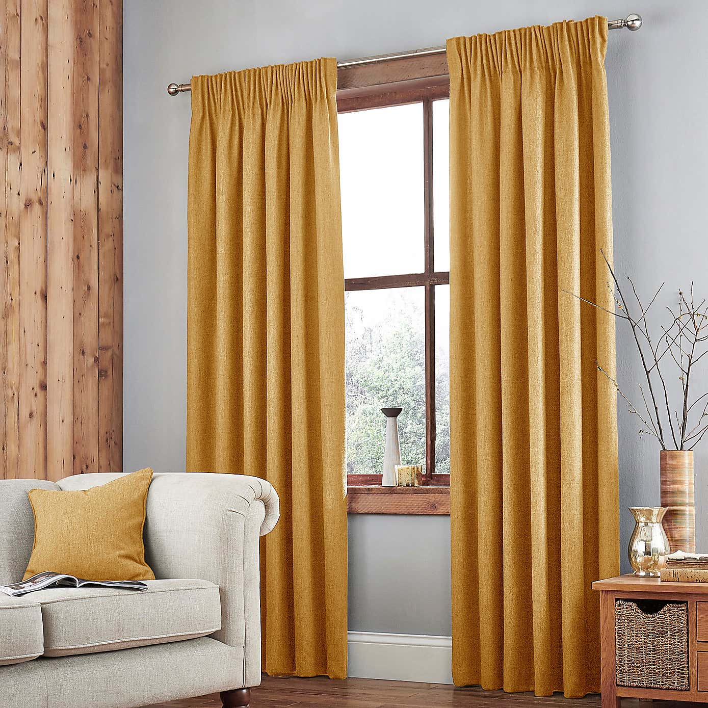 Jennings Natural Thermal Pencil Pleat Curtains