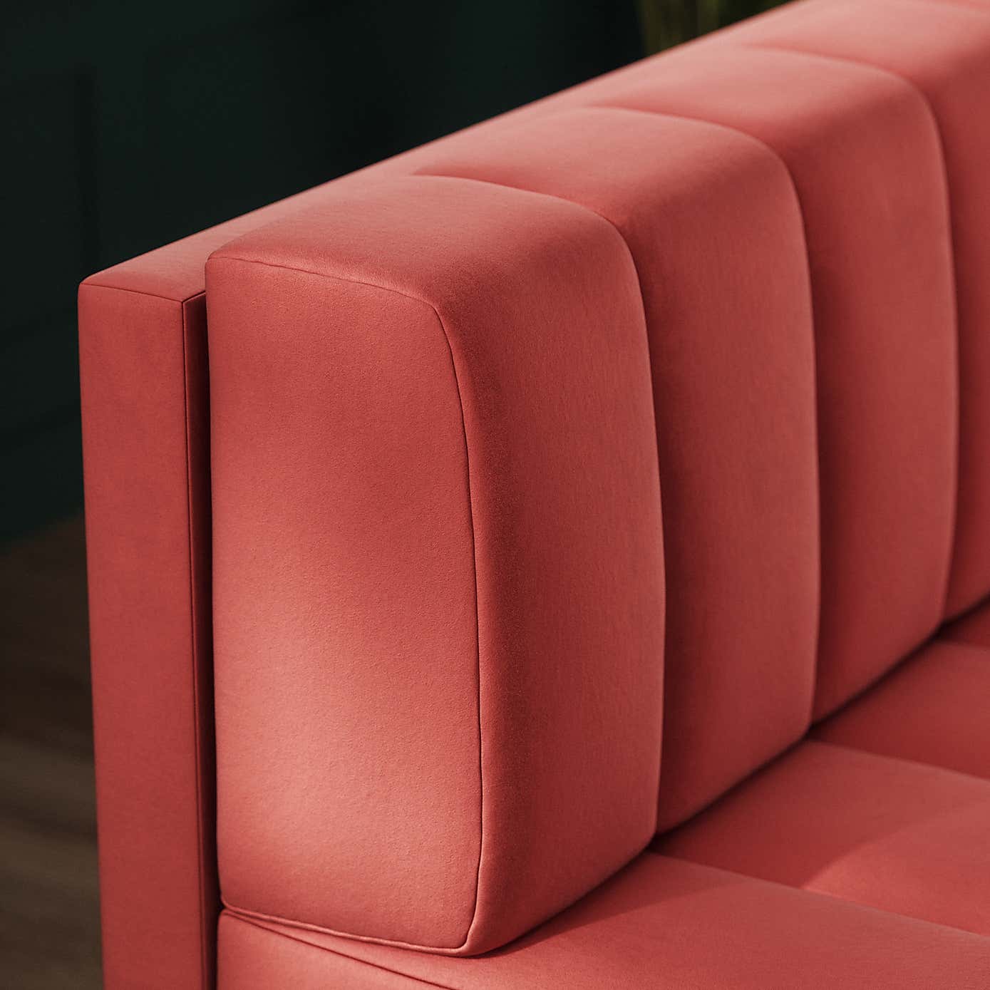 Amali Corner Dining Bench, Matte Plush Velvet