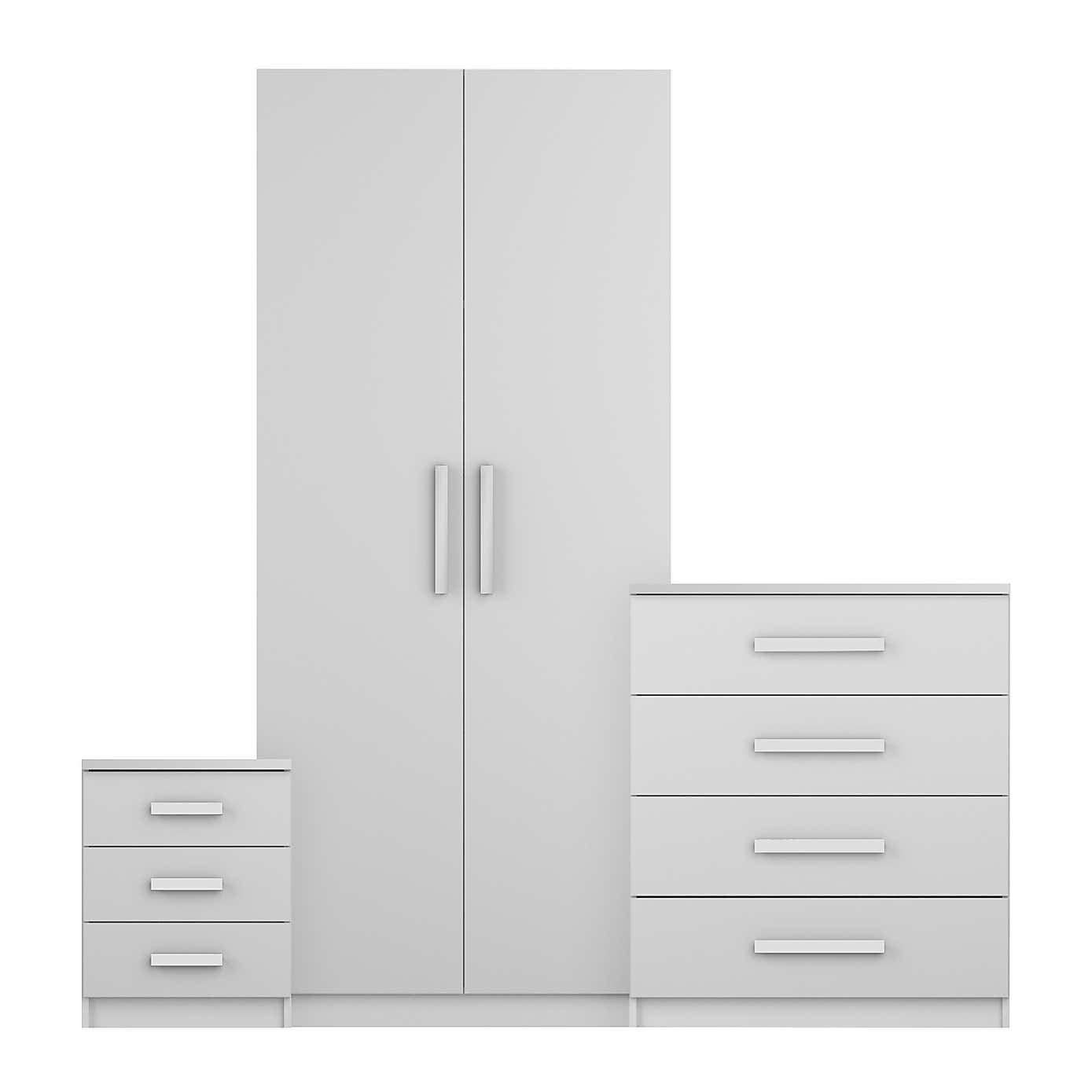 Sudbury 3 Piece Double Wardrobe Bedroom Furniture Set