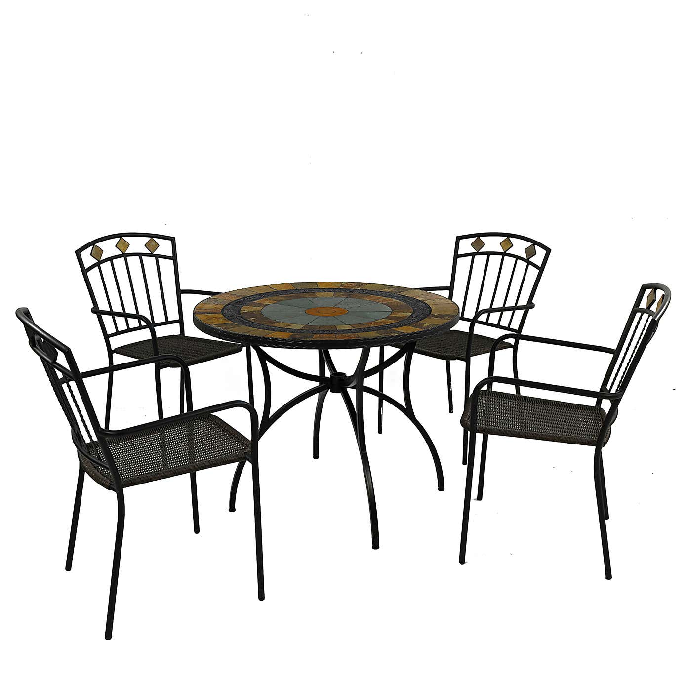 Virginia 91cm Patio Table Set with 4 Mayfield Chairs