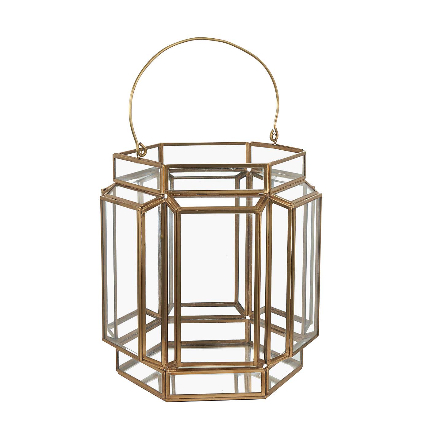 Brass Wide Hexagon Lantern