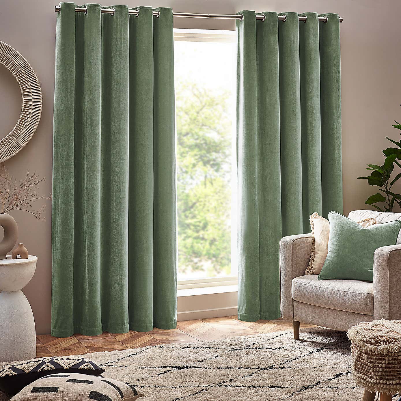 Yard Heavy Chenille Eyelet Curtains