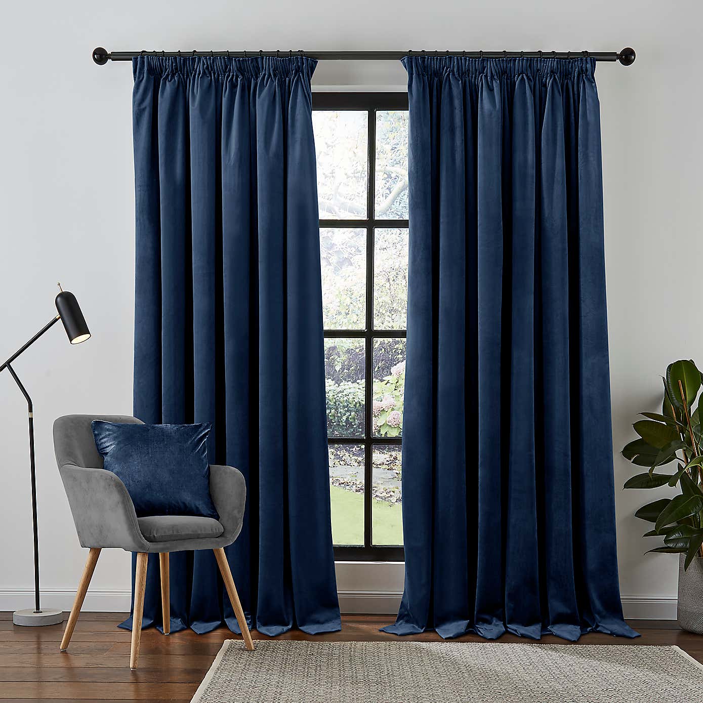 Recycled Velour Olive Pencil Pleat Curtains