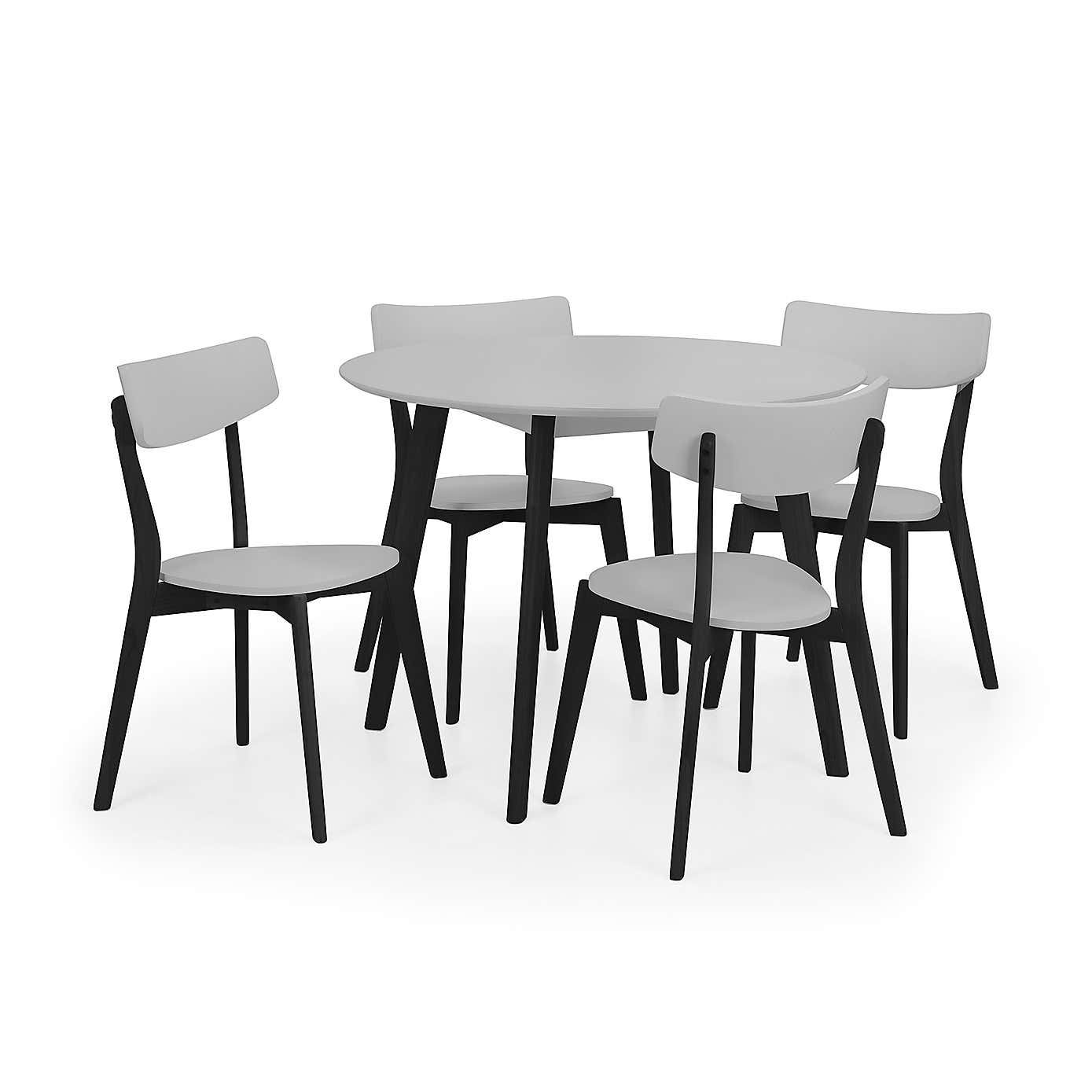 Return - Casa 4 Seater Round Dining Table, Grey and Black