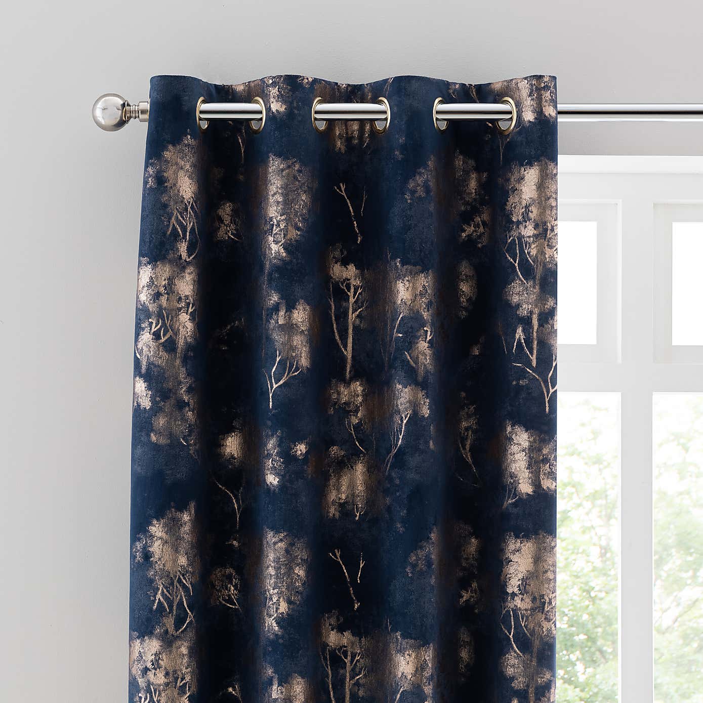 Velour Trees Eyelet Curtains