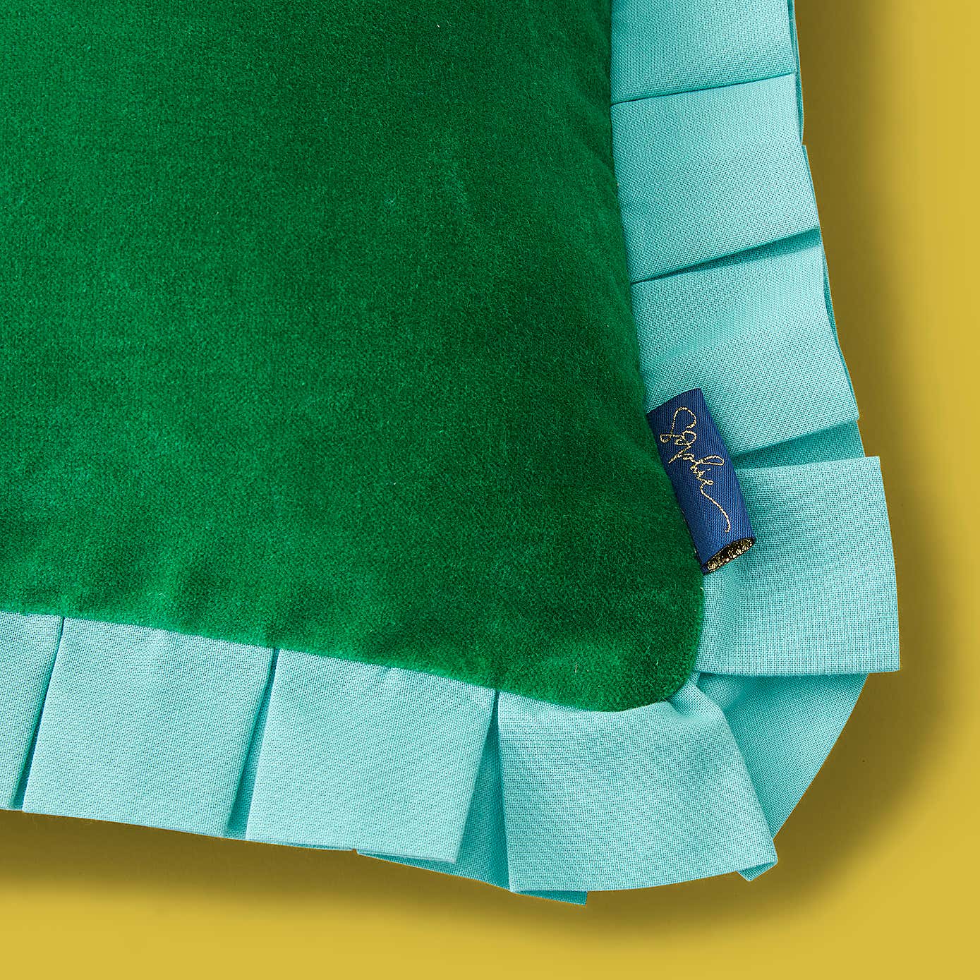 Sophie Robinson Velvet Box Pleat Cotton Square Cushion