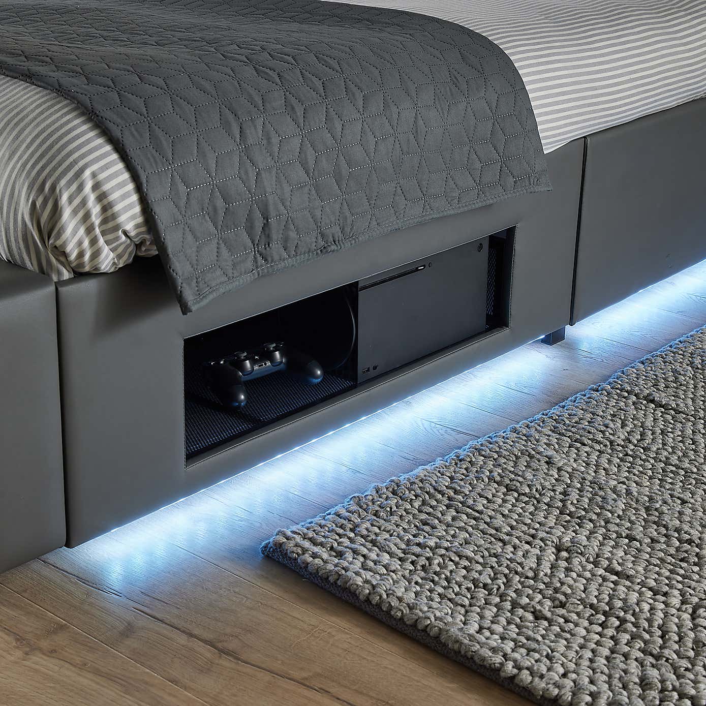X Rocker Living Ava TV Bed with LED Lights and TV Mount