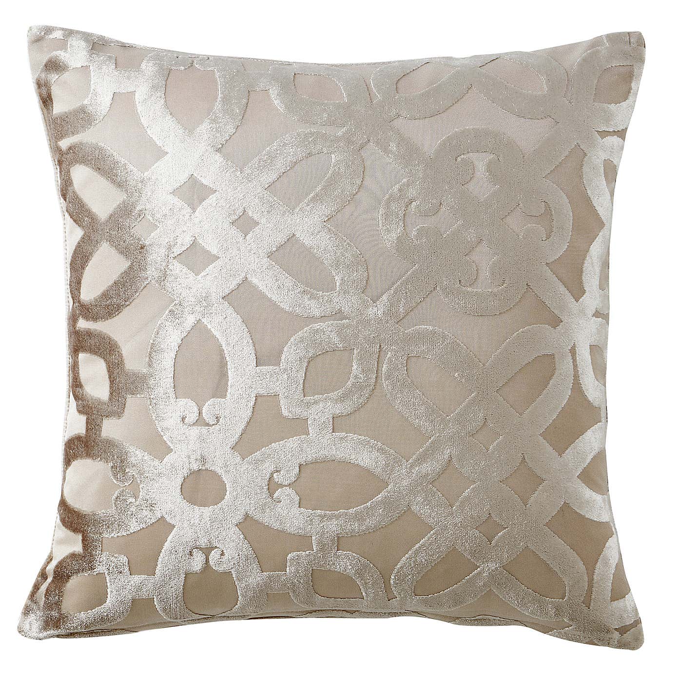 Catherine Lansfield Natural Lattice Cut Velvet Cushion