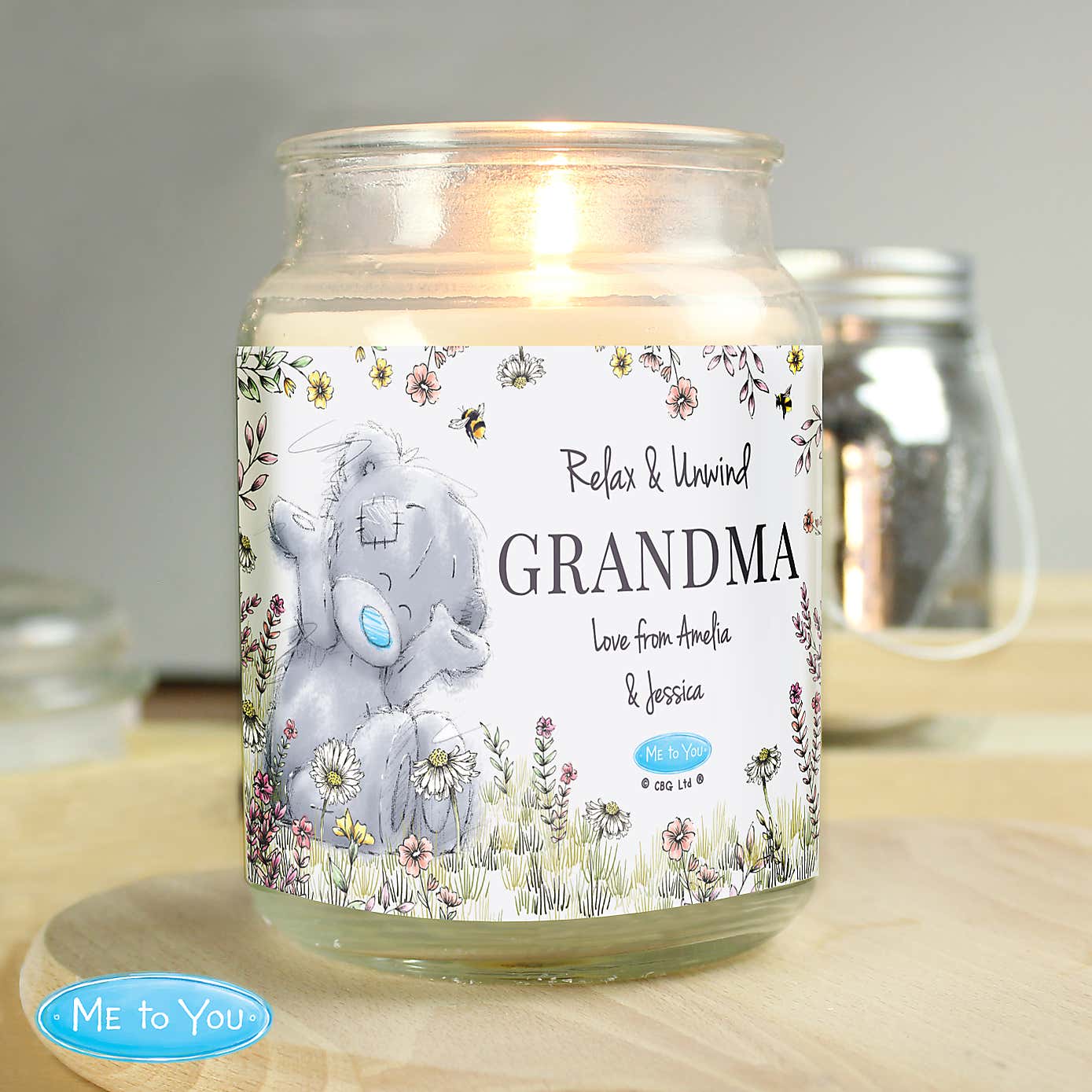 Personalised Me to You Floral Large Lidded Scented Jar Candle