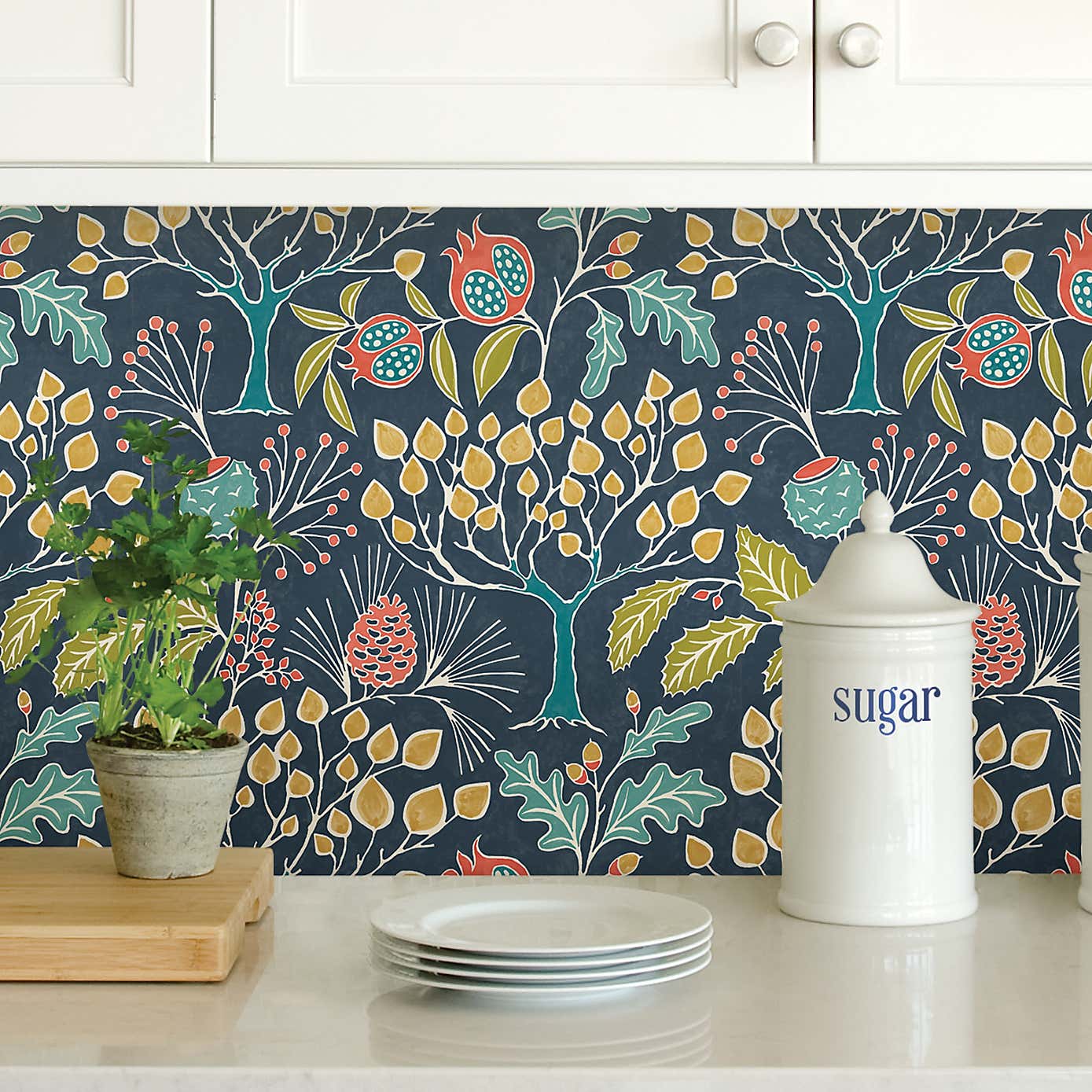 NuWallpaper Groovy Garden Navy Self Adhesive Wallpaper