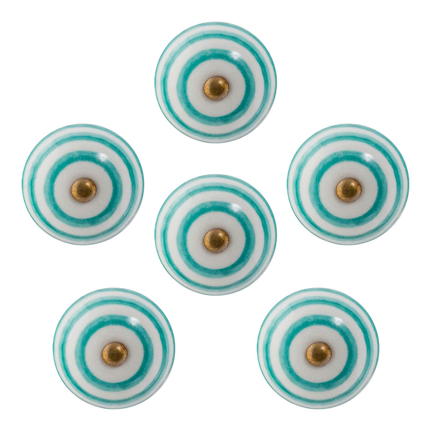 Pack of 6 Nicola Spring Striped Round Drawer Knobs