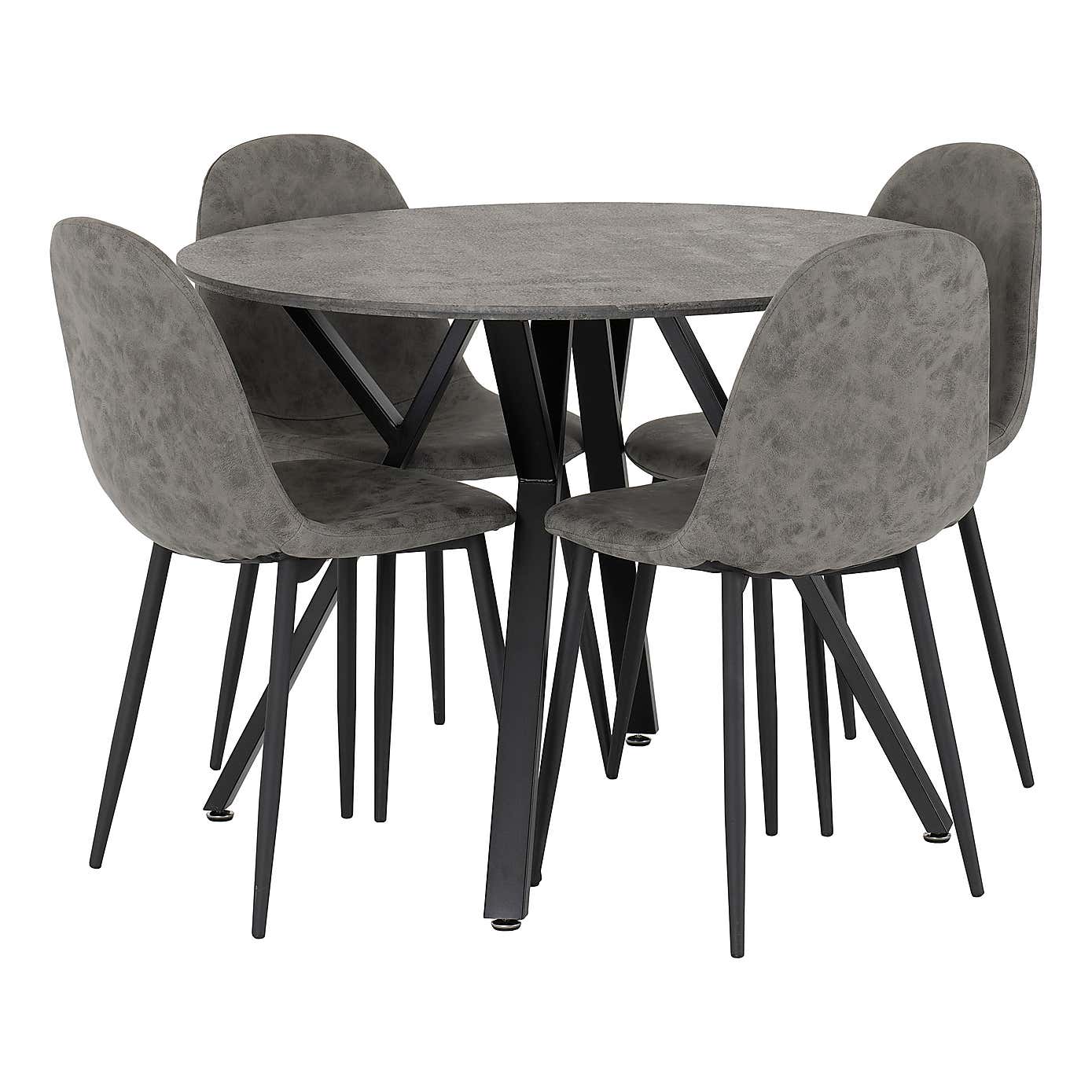 Athens Round Concrete Effect Dining Set