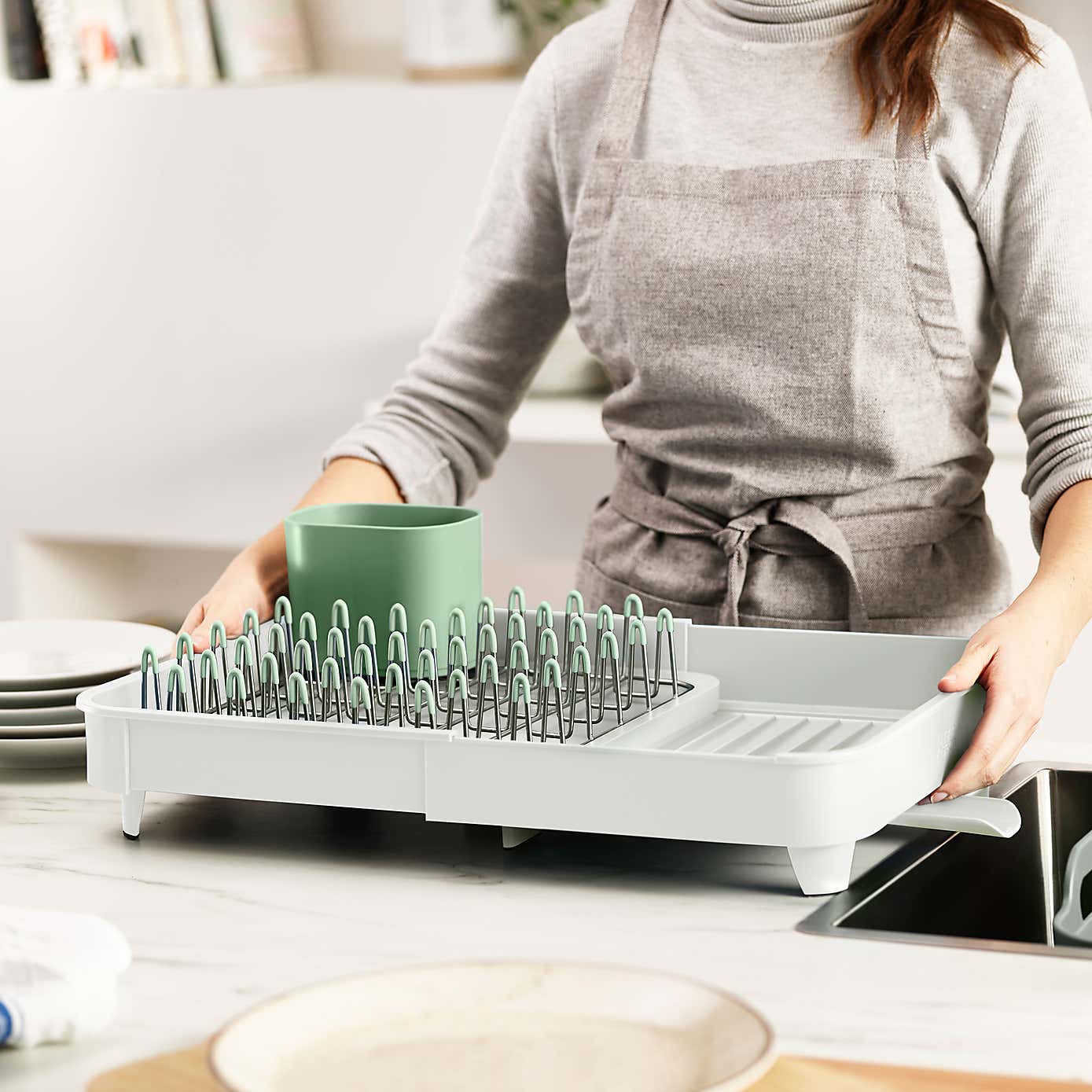 Light Stone Extendable Dish Rack