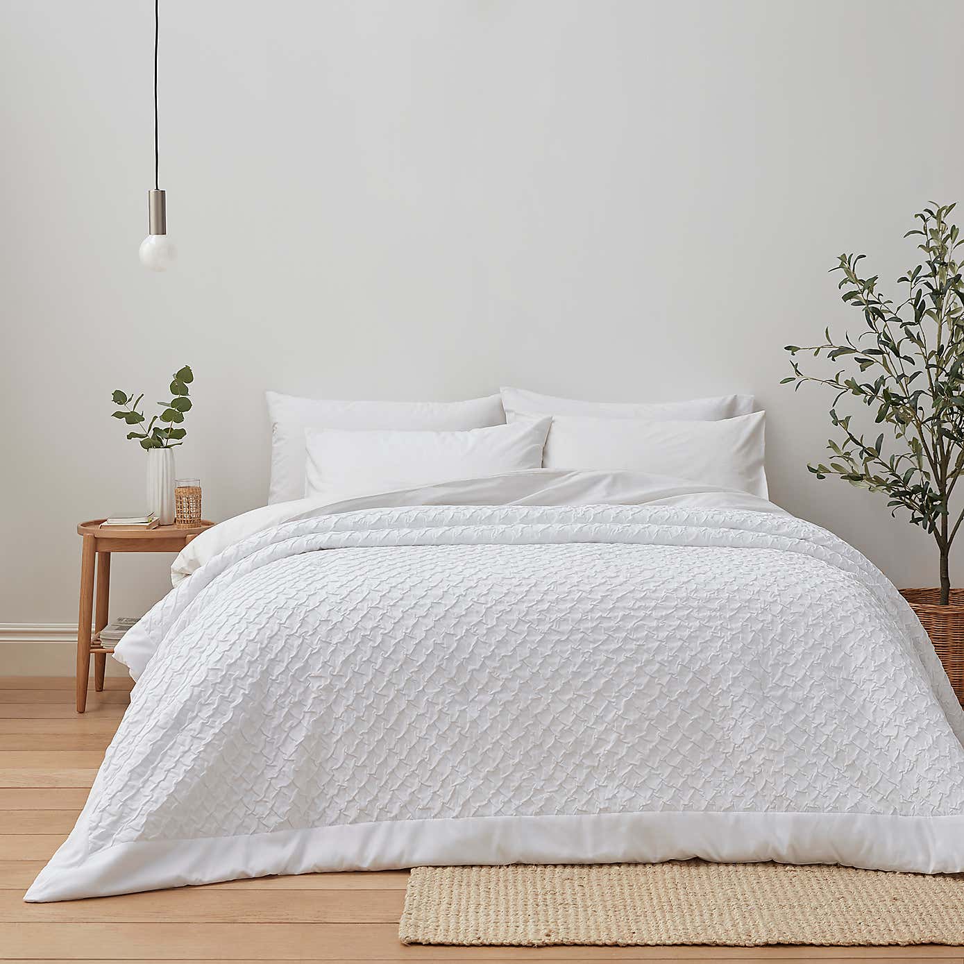 Edison Embossed Textured White Bedspread