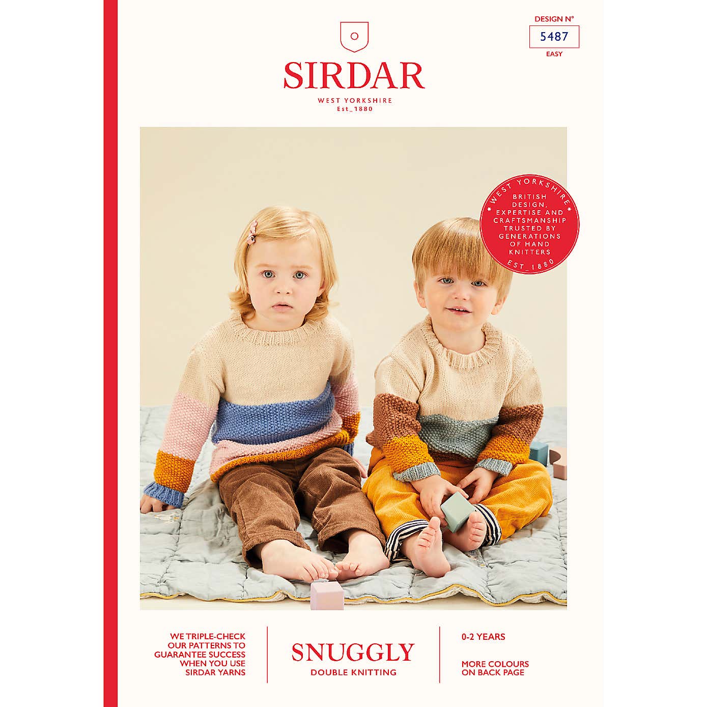 Snuggly Double Knit Colour Block Sweaters Pattern Leaflet