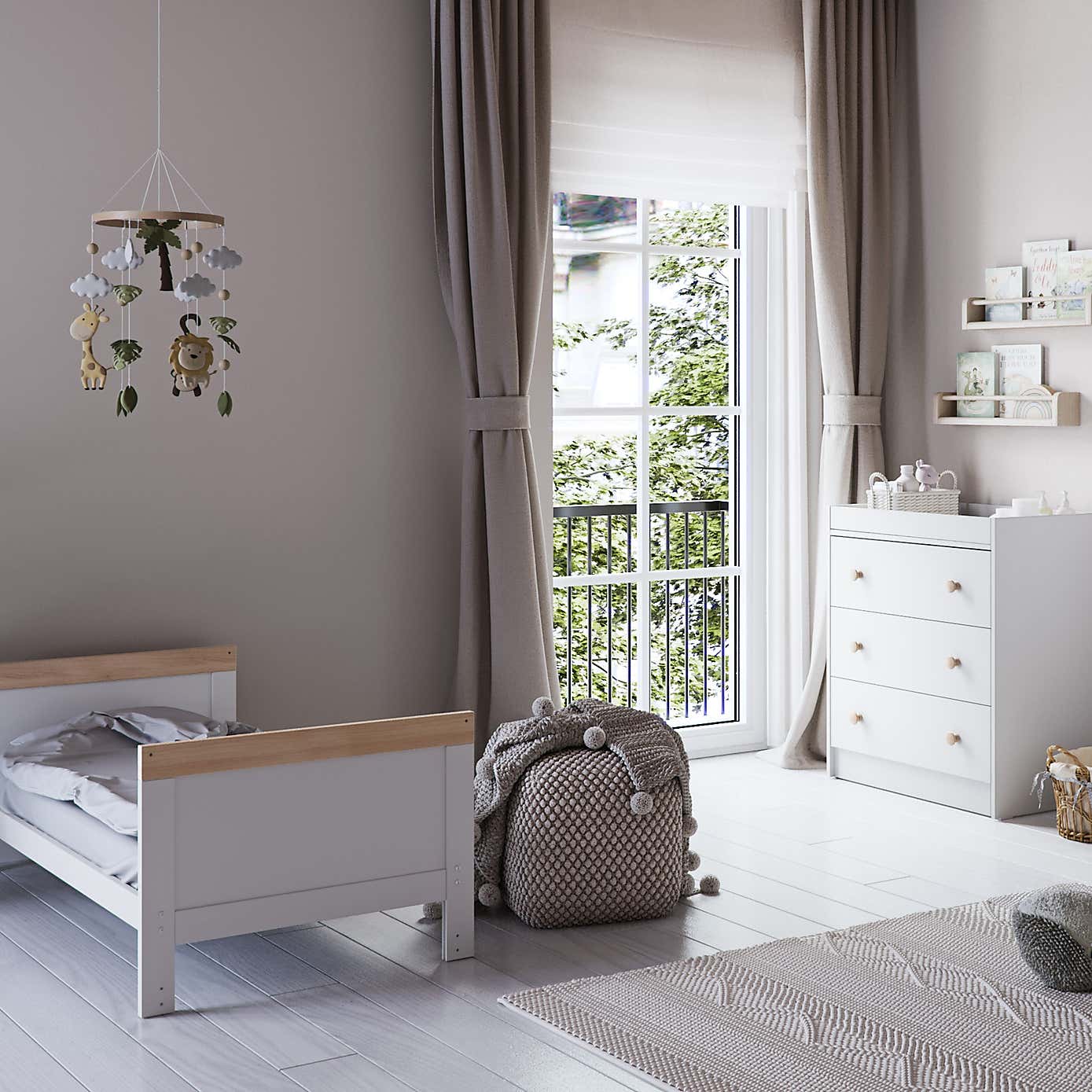 Little Acorns Florence Cot Bed and 3 Drawer Chest Nursery Set