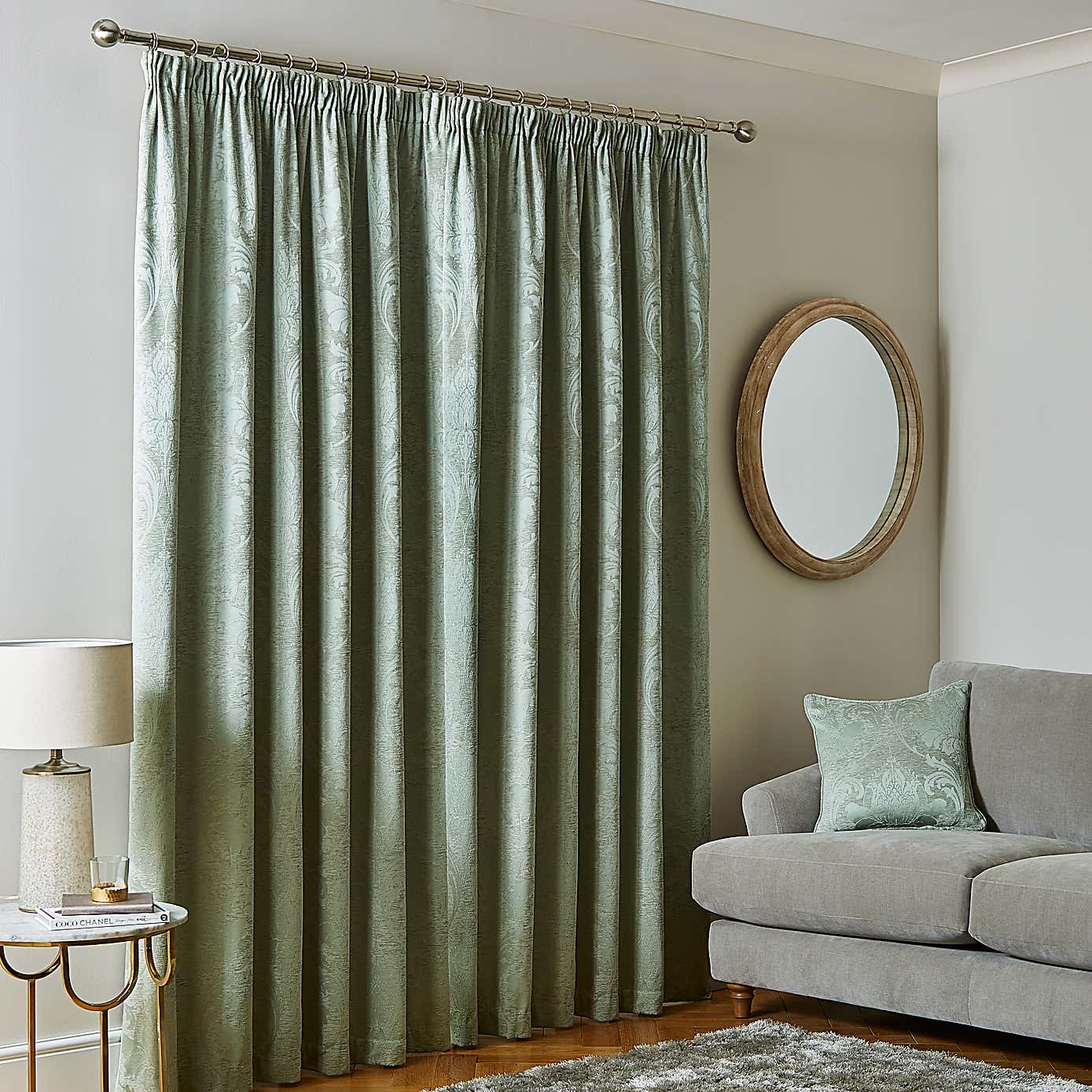 Zahra Chenille Jacquard Pencil Pleat Curtains