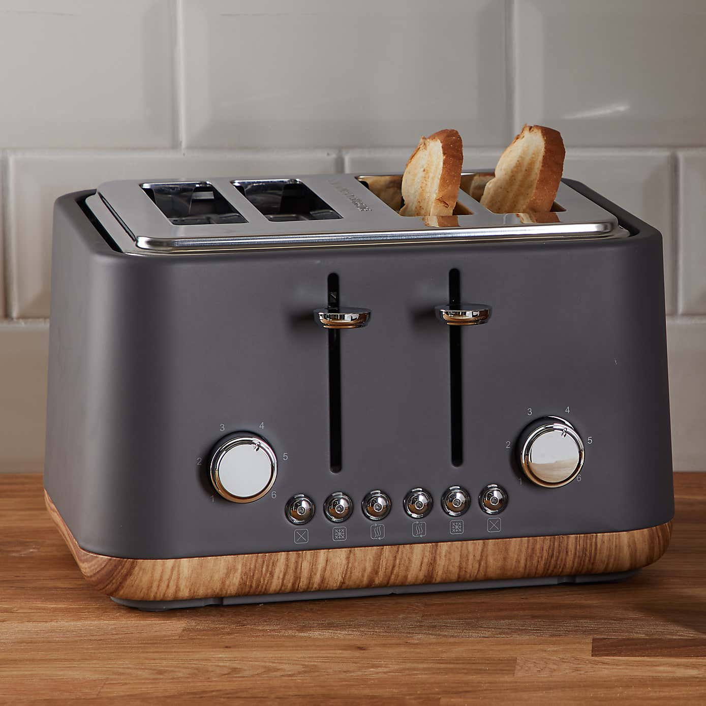 Contemporary 4 Slice Matt Grey Toaster