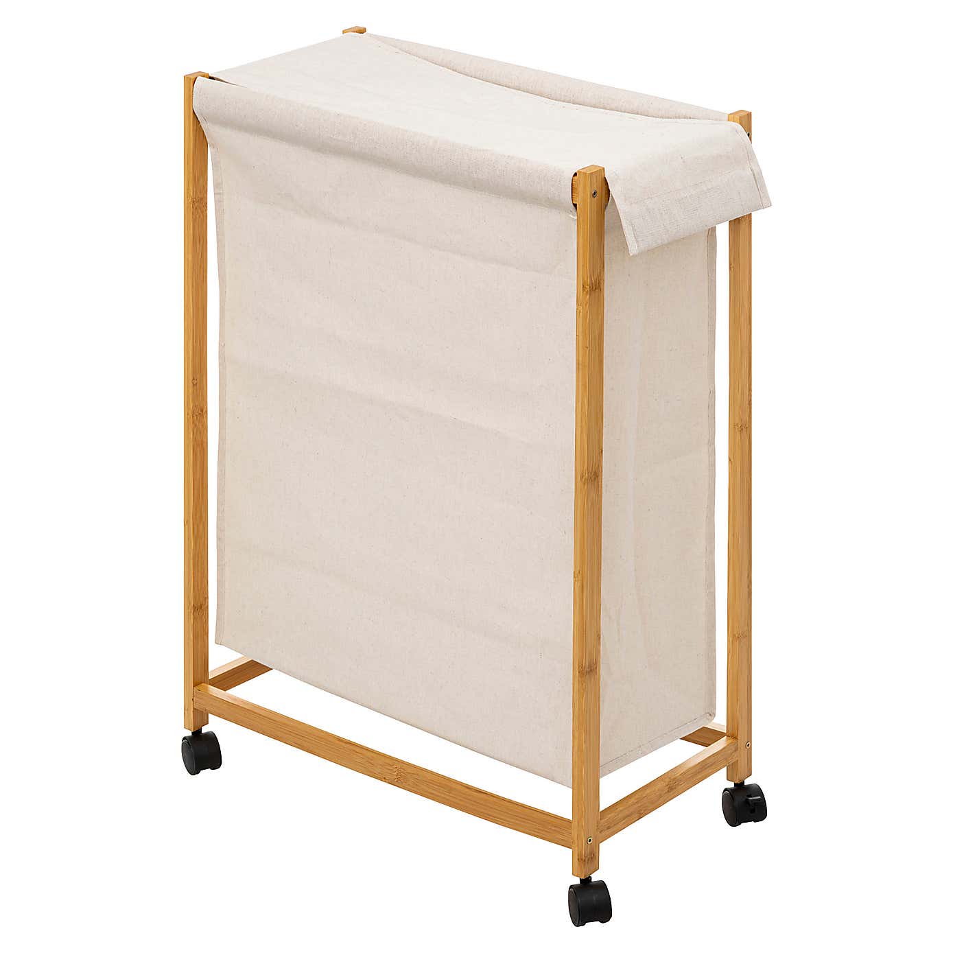 White 52L Laundry Basket on Rollers